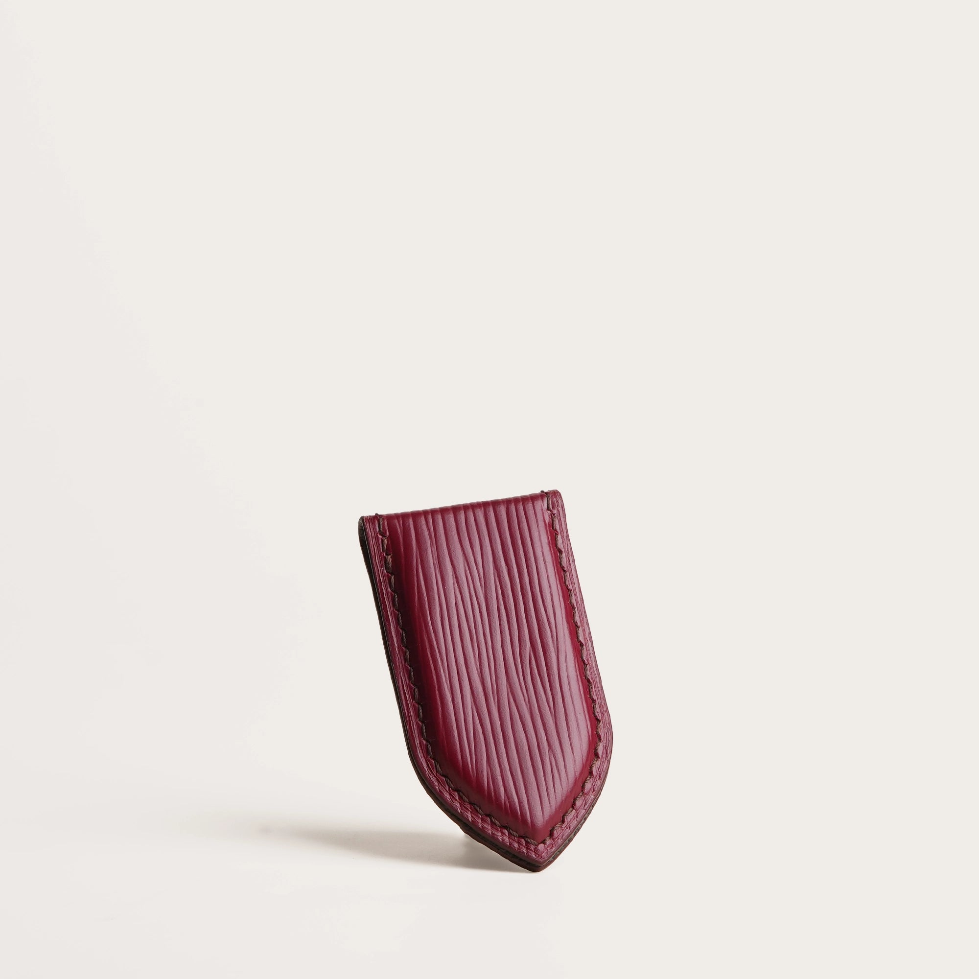Red Epi Leather Money Clip - Pointed Shape