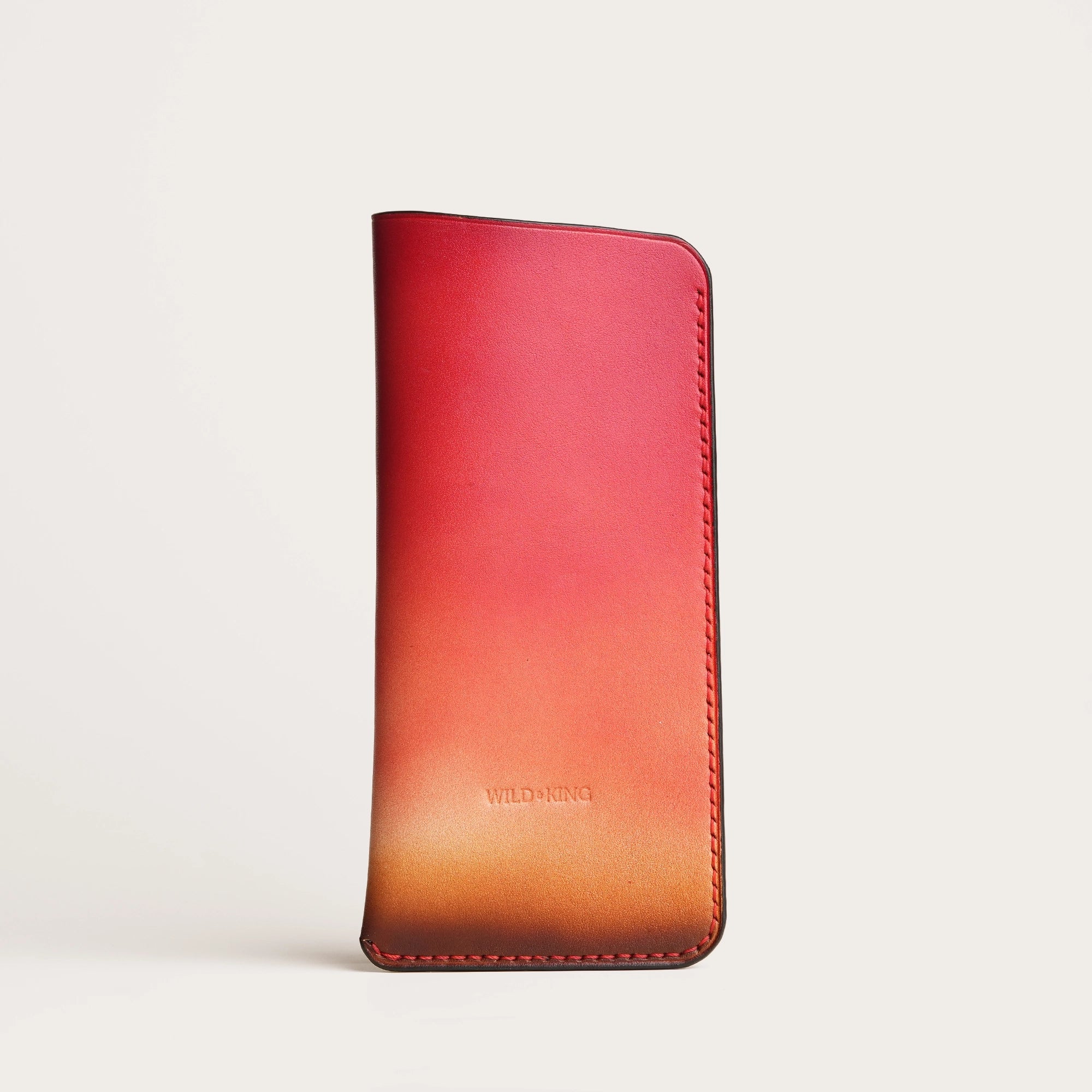 Red Leather Slip In Glasses Case - Solar Patina