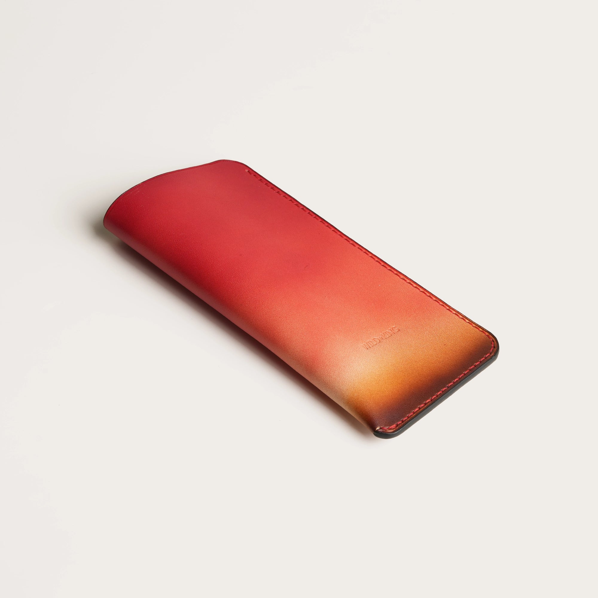 Red Leather Slip In Glasses Case - Solar Patina