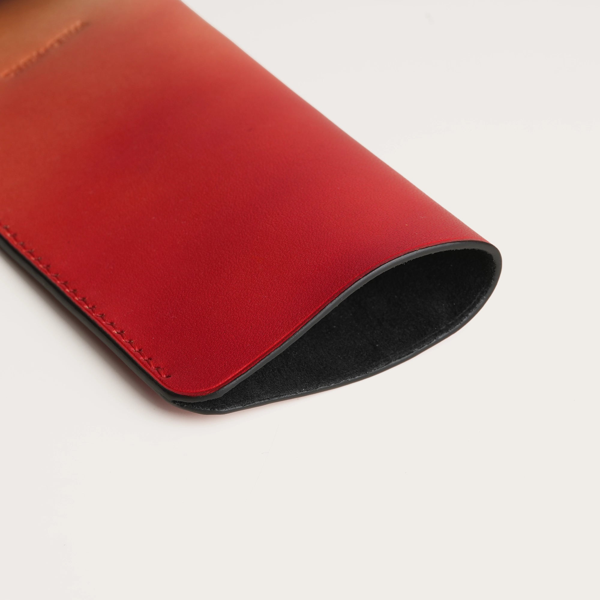 Red Leather Slip In Glasses Case - Solar Patina