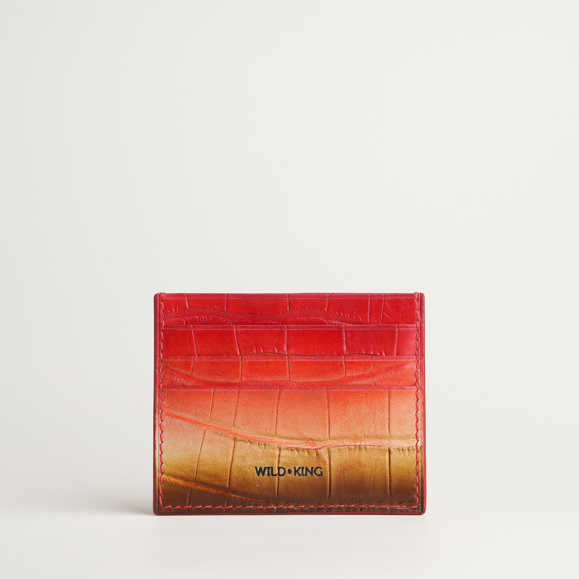 Red Alligator Leather Card Holder - Solar Patina