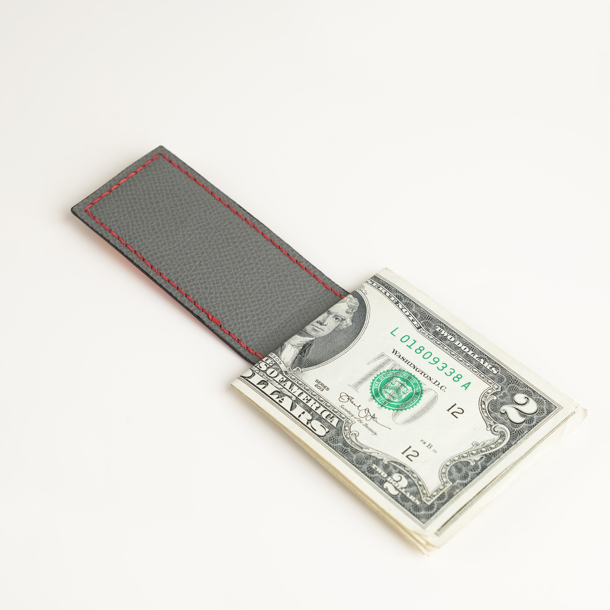 Red Leather Money Clip - Solar Patina - Square Shape