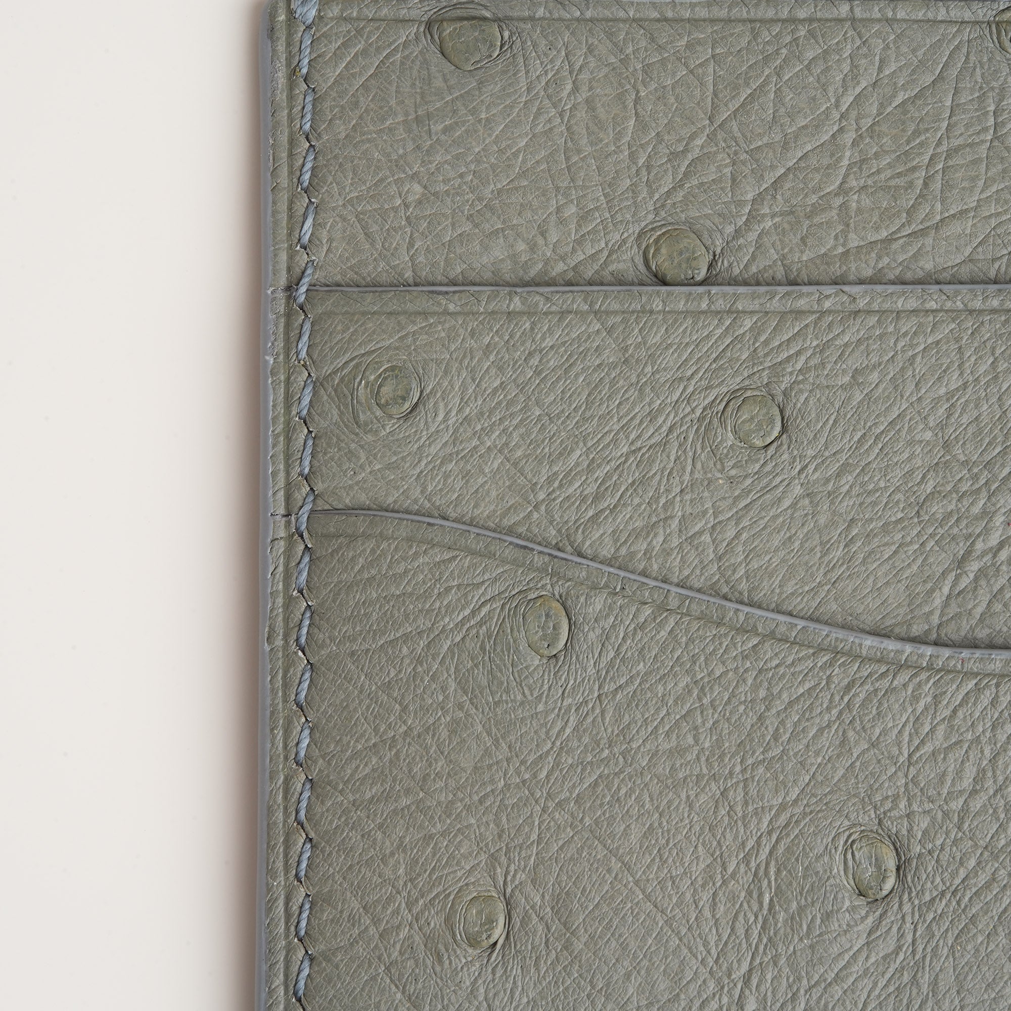Silver Ostrich Leather Card Holder