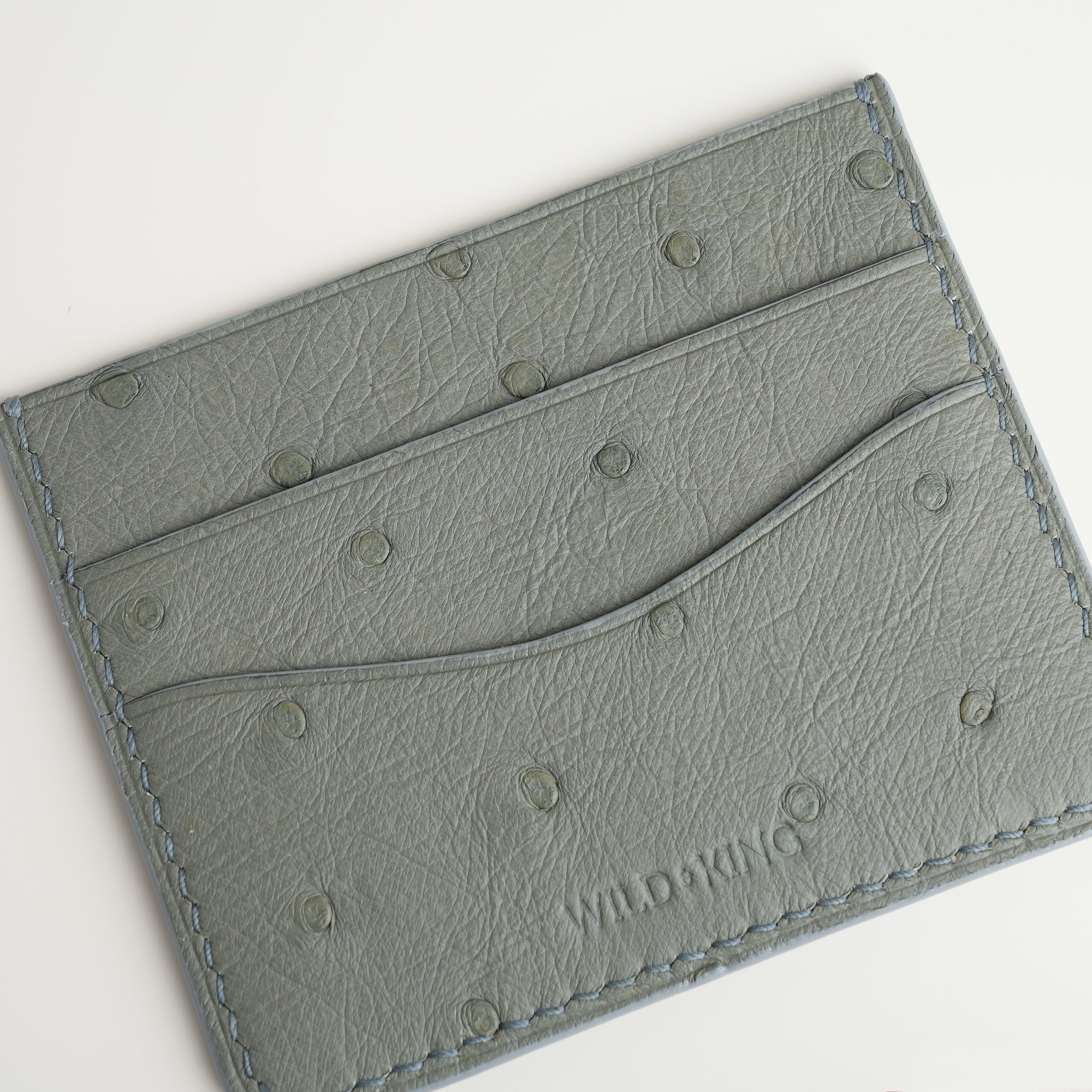Silver Ostrich Leather Card Holder