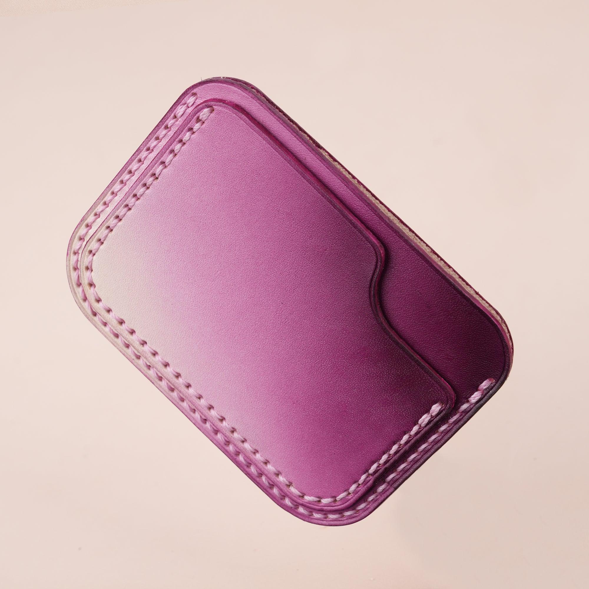 Patina Purple Slim Leather Card Case - WildandKing