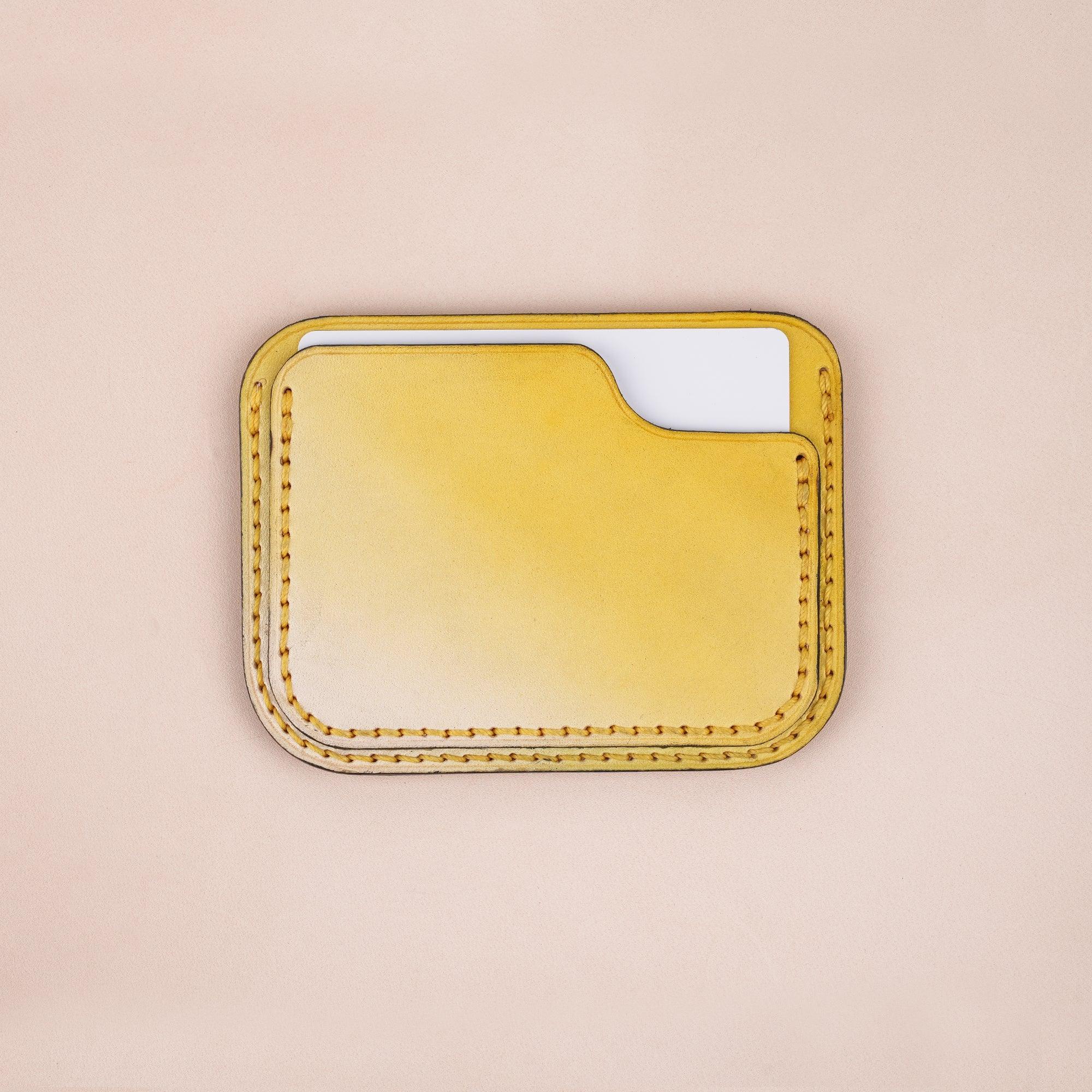 Patina Yellow Slim Leather Card Case - WildandKing