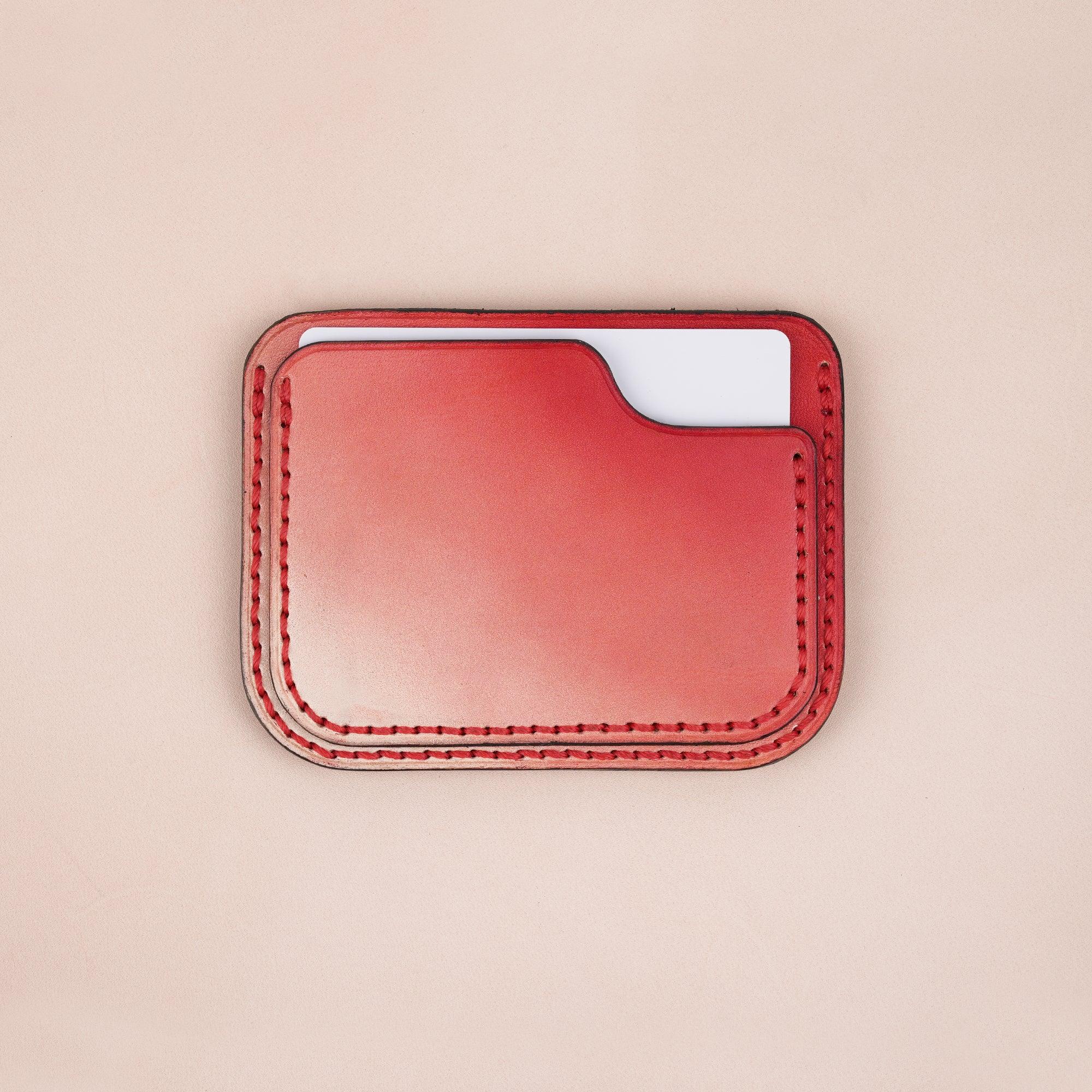 Patina Red Slim Leather Card Case - WildandKing