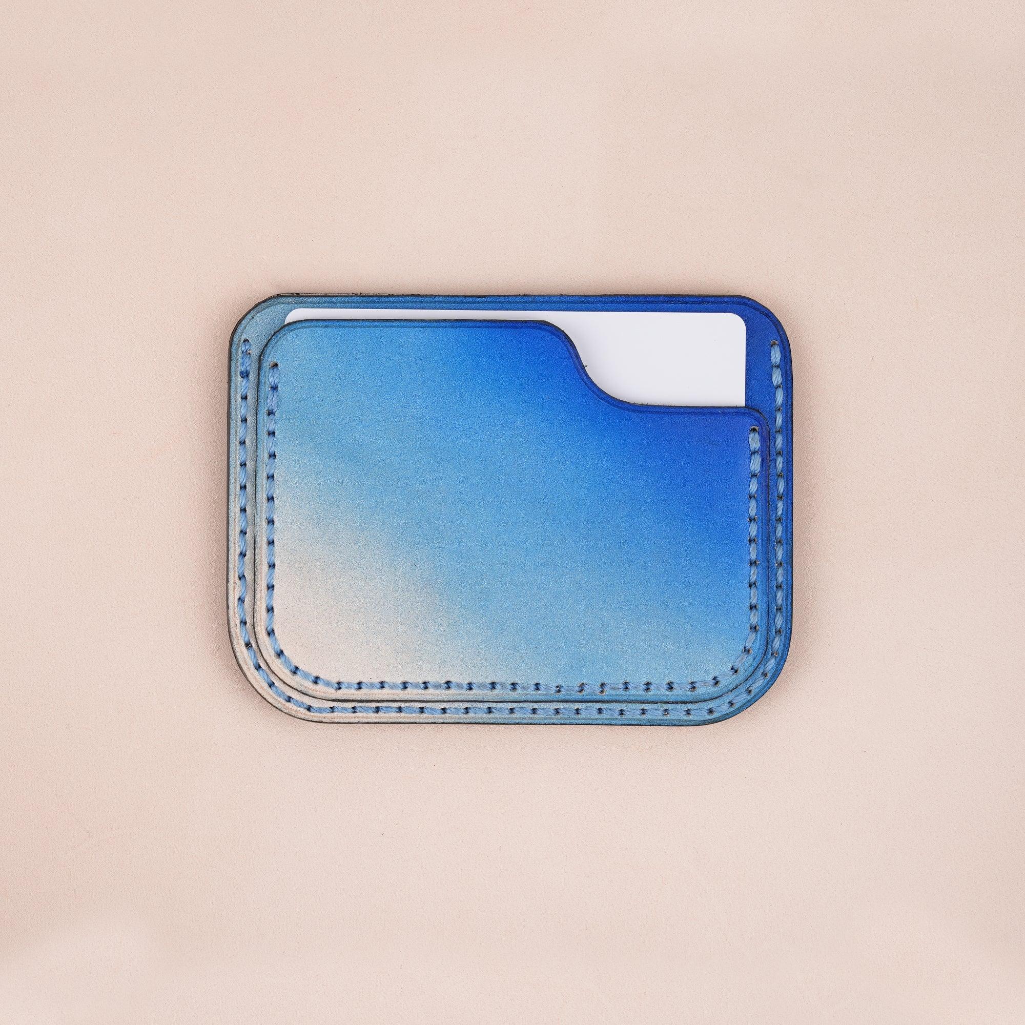 Patina Blue Slim Leather Card Case - WildandKing