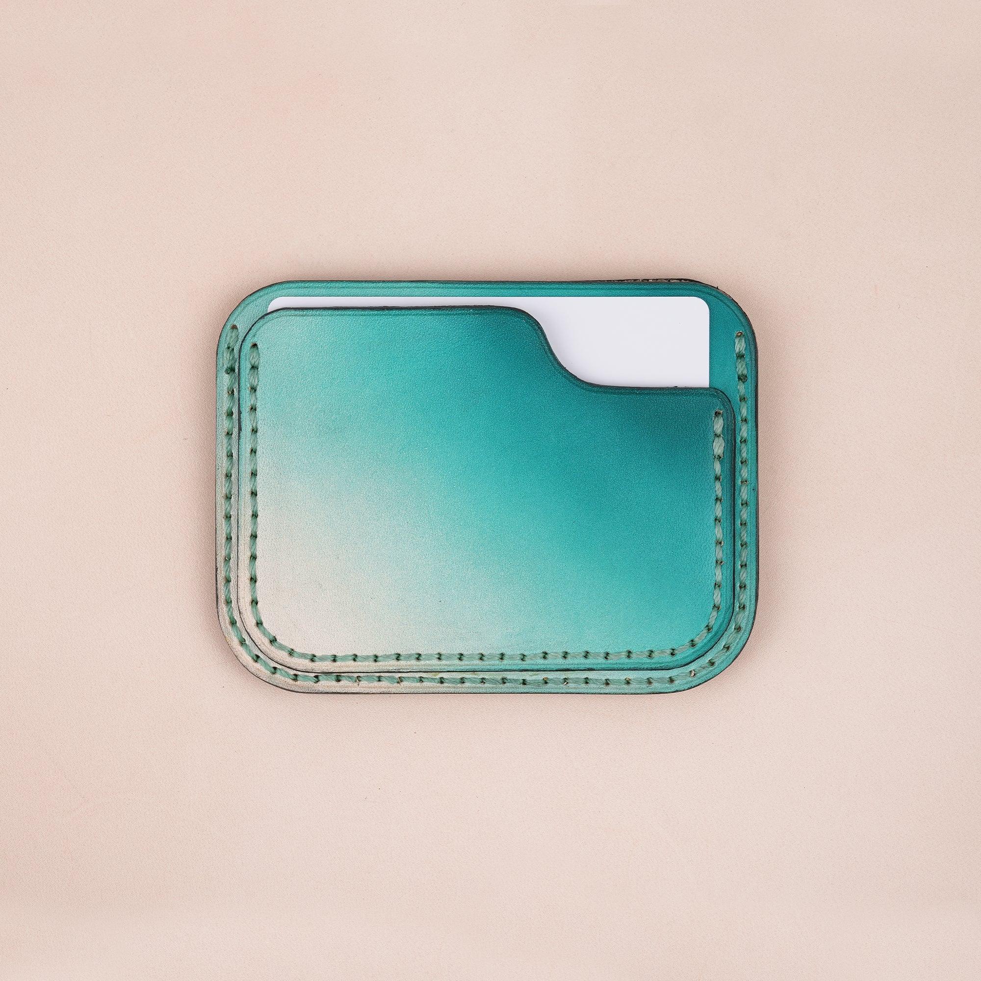 Patina Turquoise Slim Leather Card Case - WildandKing