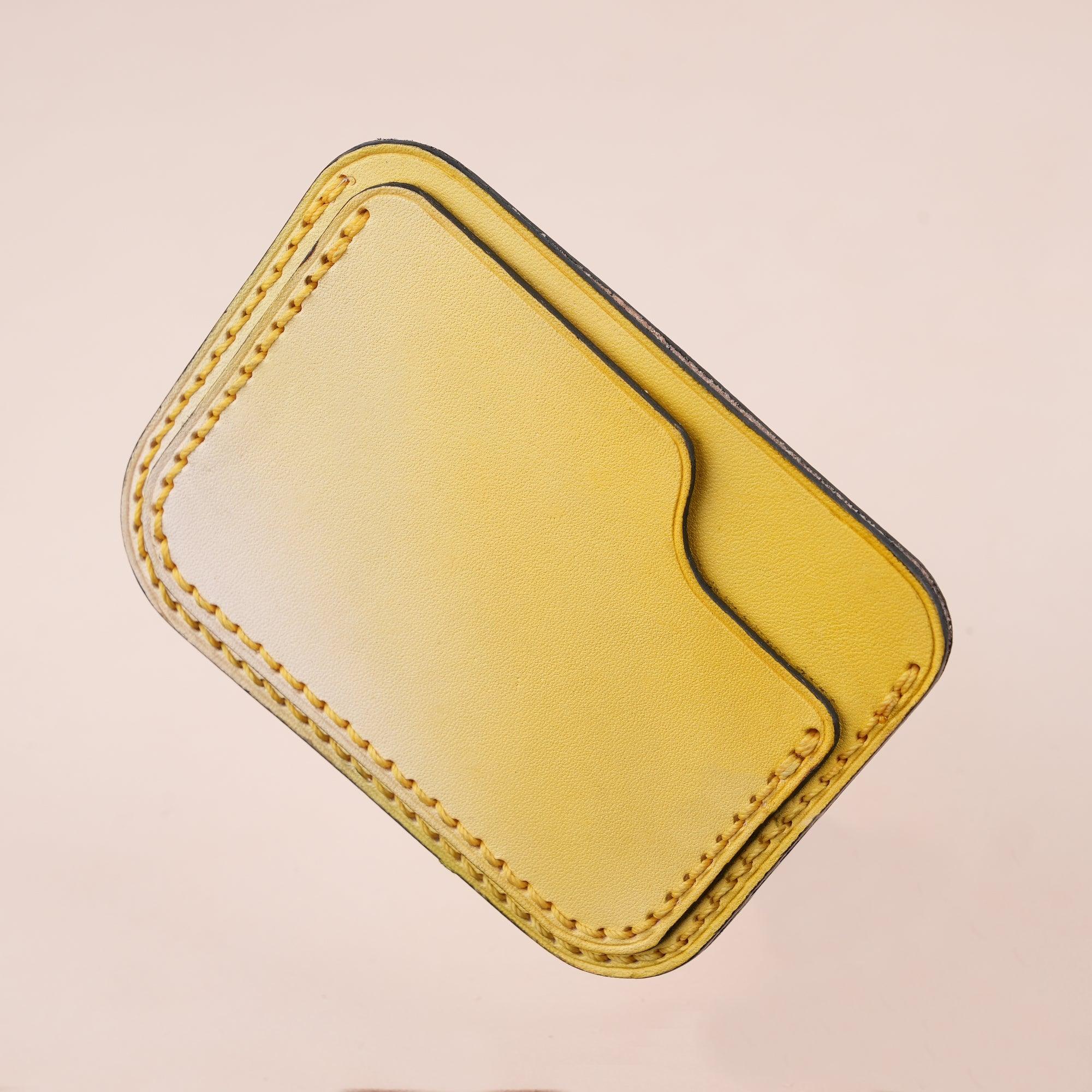 Patina Yellow Slim Leather Card Case - WildandKing