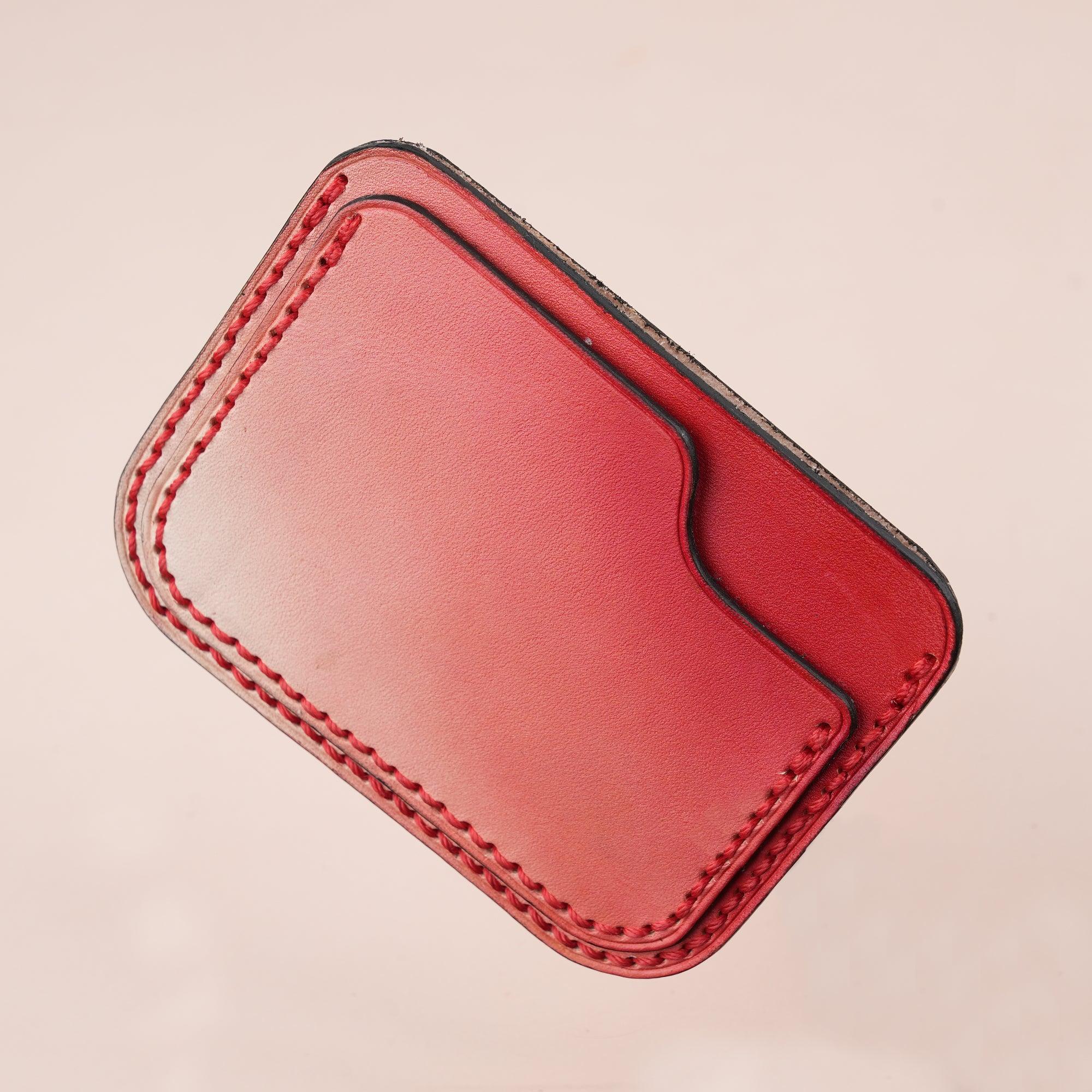 Patina Red Slim Leather Card Case - WildandKing