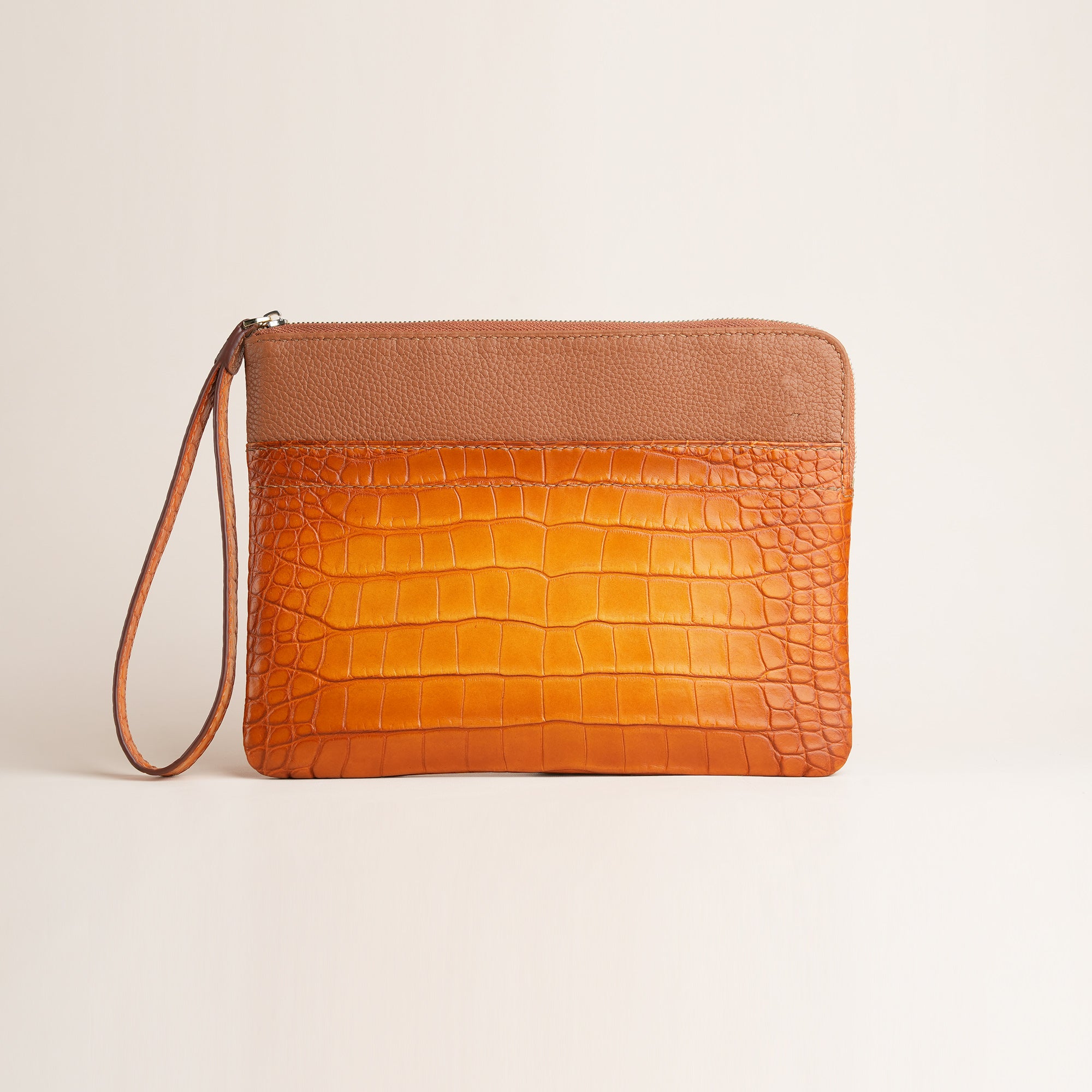 Tan Alligator Leather Clutch