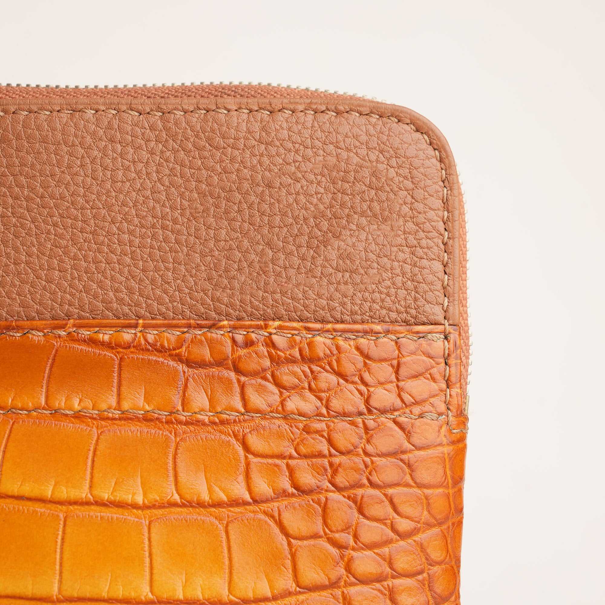 Tan Alligator Leather Clutch