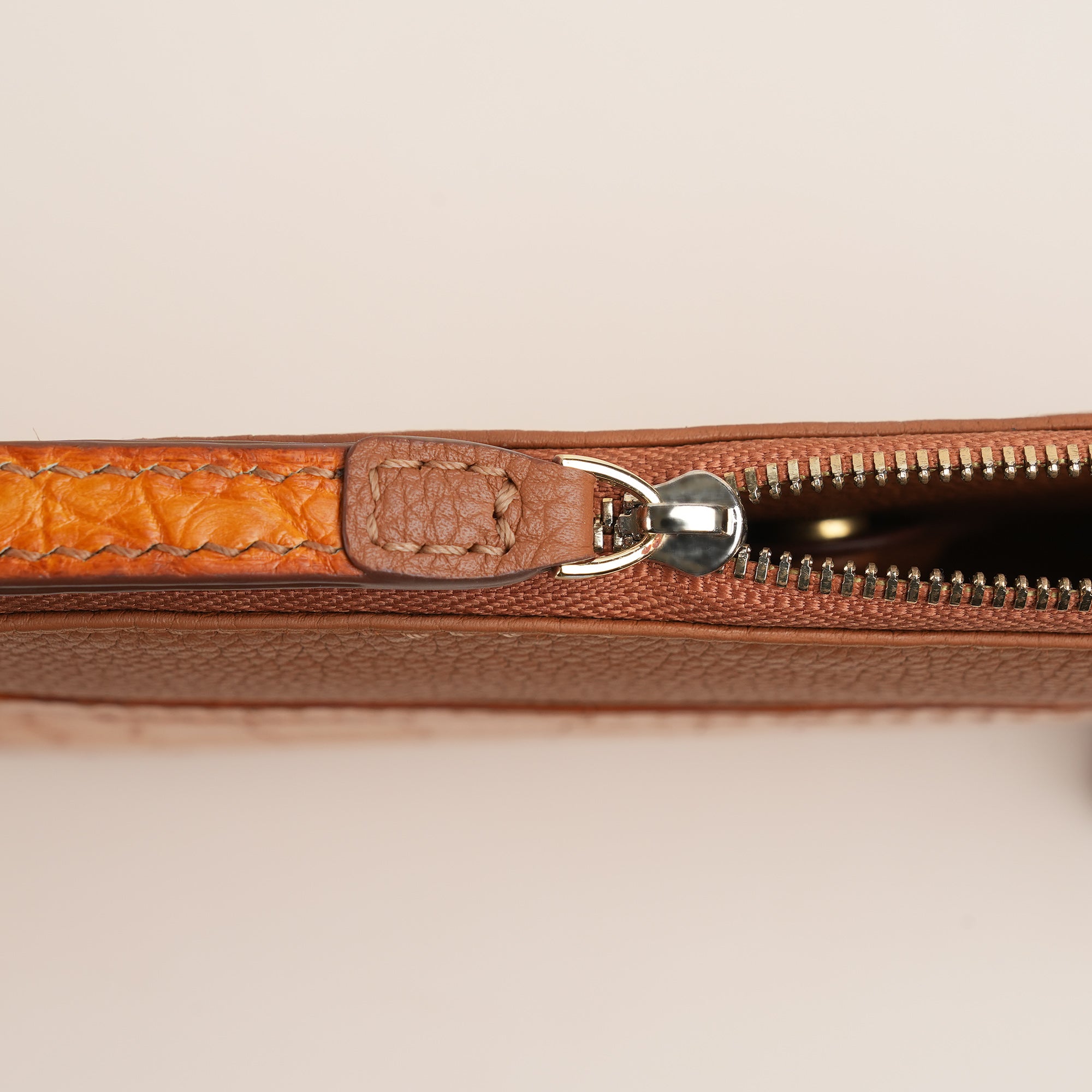 Tan Alligator Leather Clutch