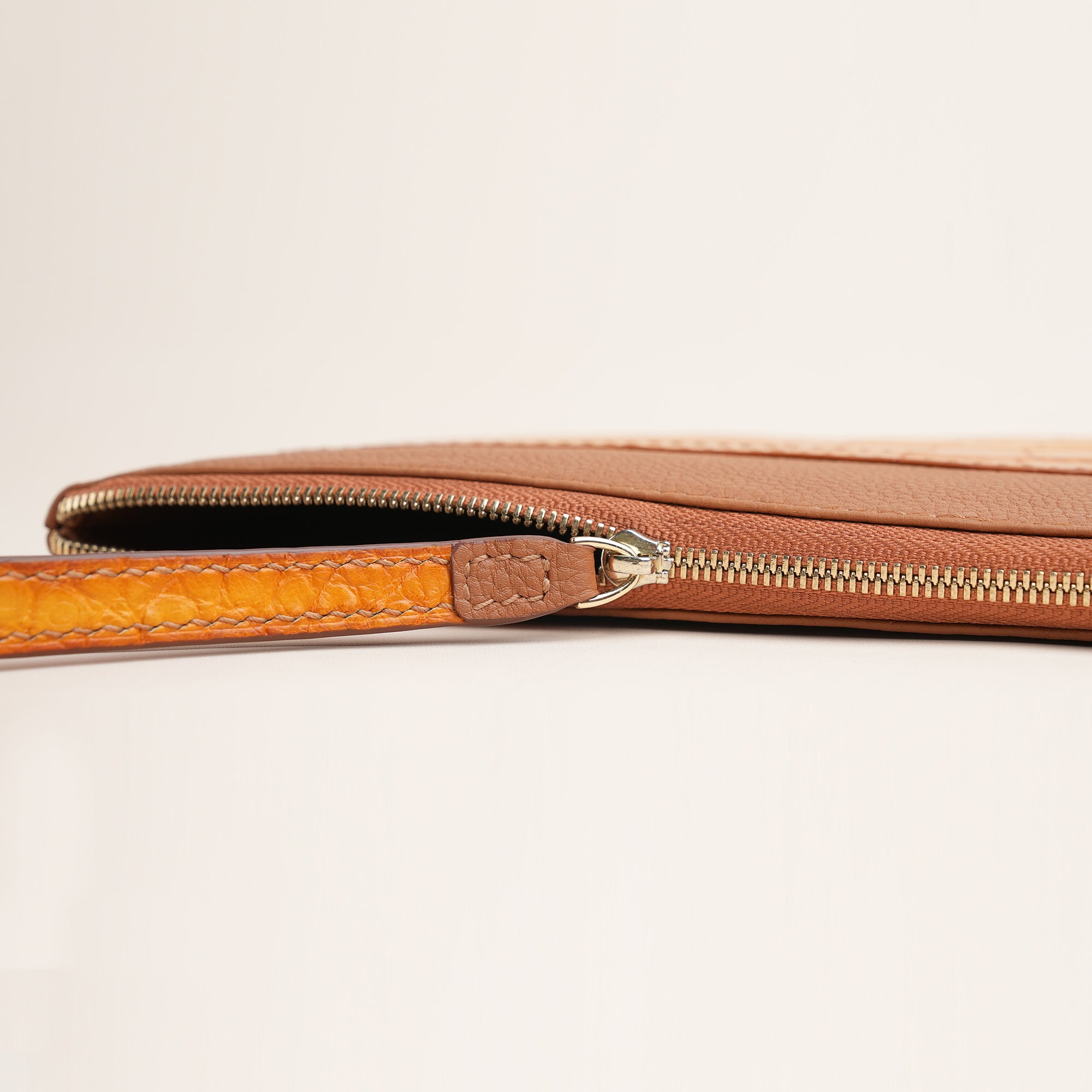 Tan Alligator Leather Clutch