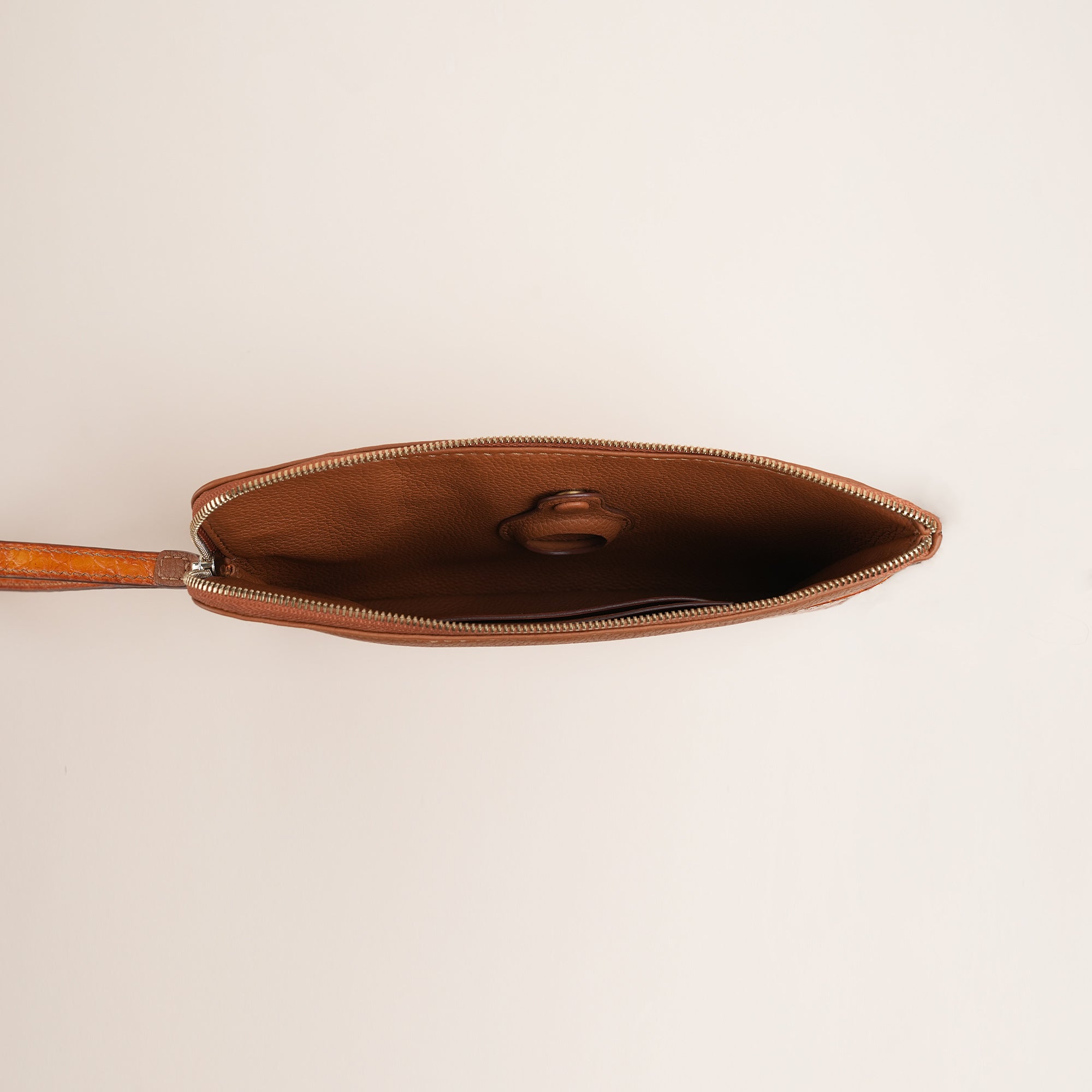 Tan Alligator Leather Clutch