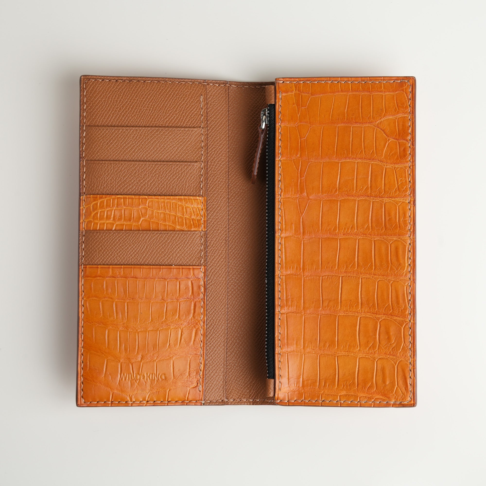 Tan Crocodile Leather Long Wallet