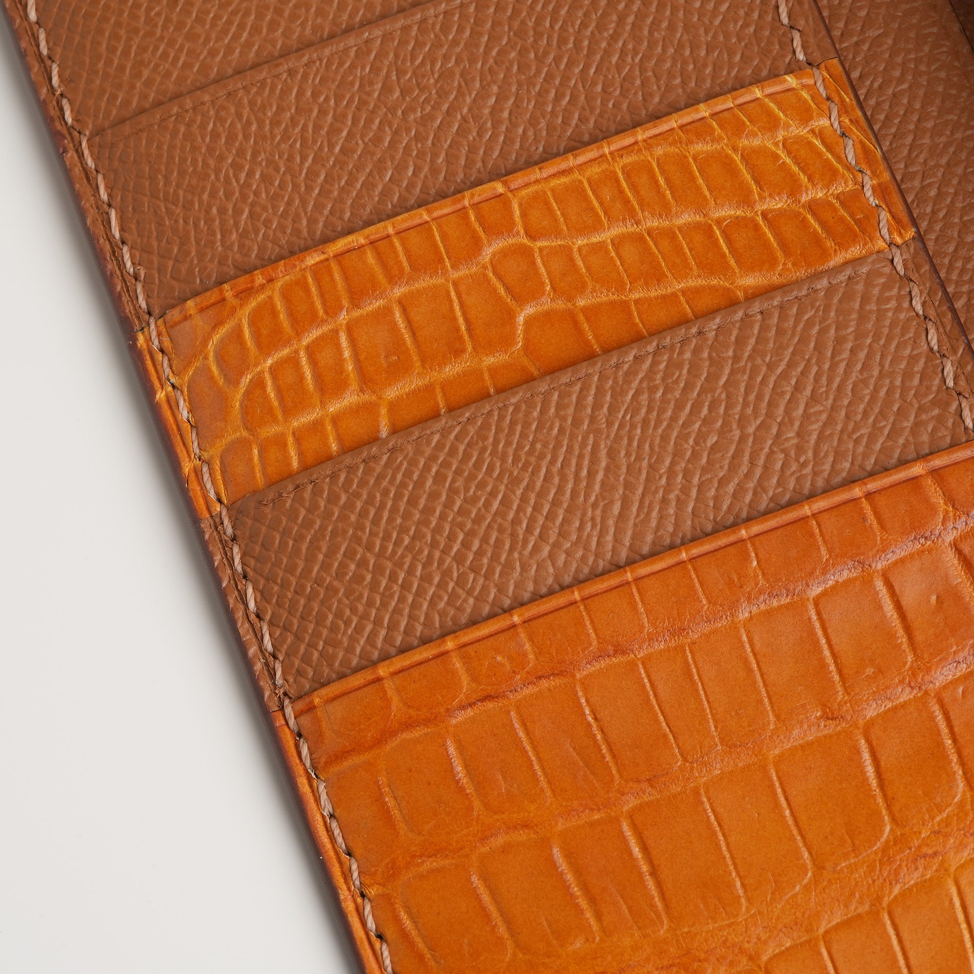 Tan Crocodile Leather Long Wallet