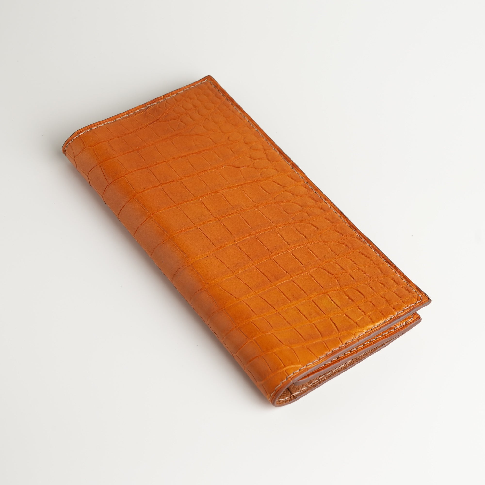 Tan Crocodile Leather Long Wallet