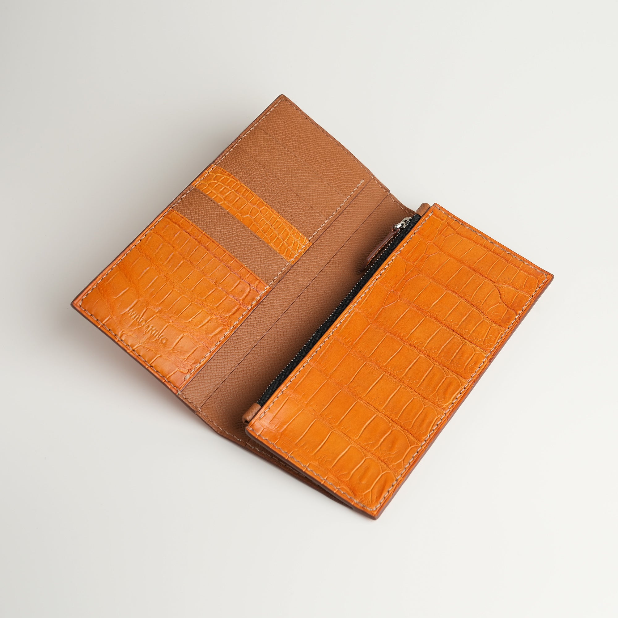 Tan Crocodile Leather Long Wallet