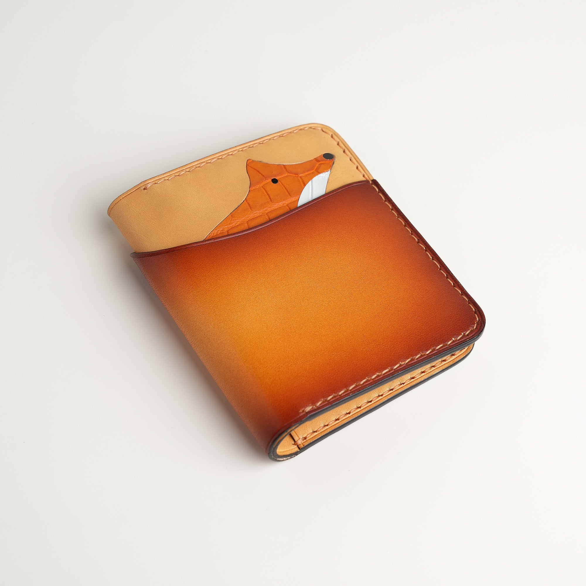 Tan Leather Dualfold Wallet - Fox Design