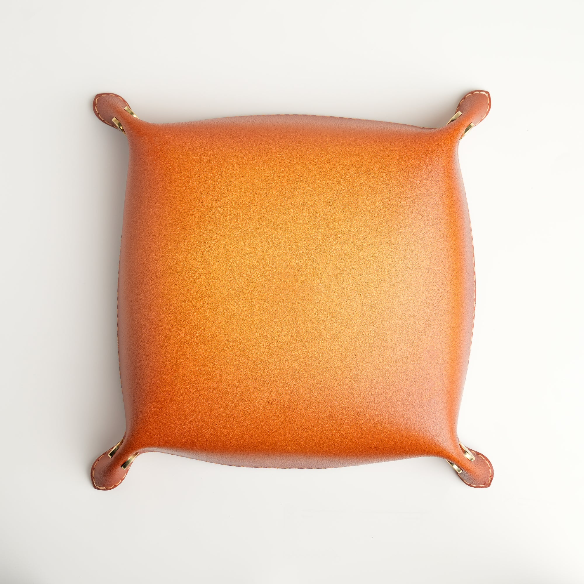 Tan Leather Tray - Patina Finish