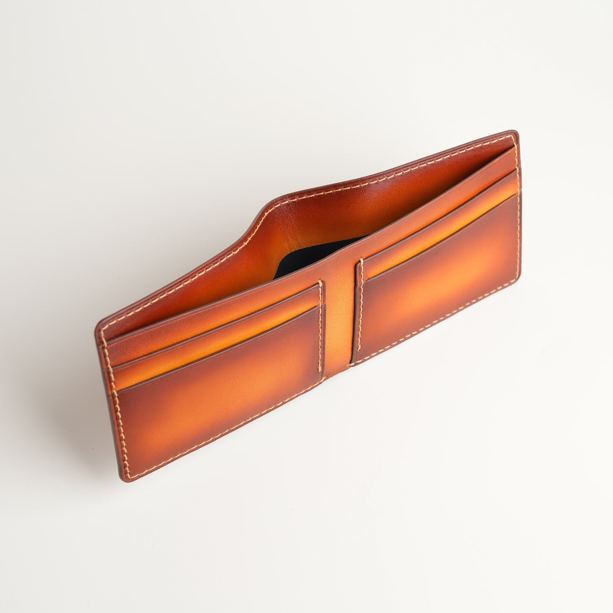 Tan Leather Wing Bifold Wallet - Patina Finish