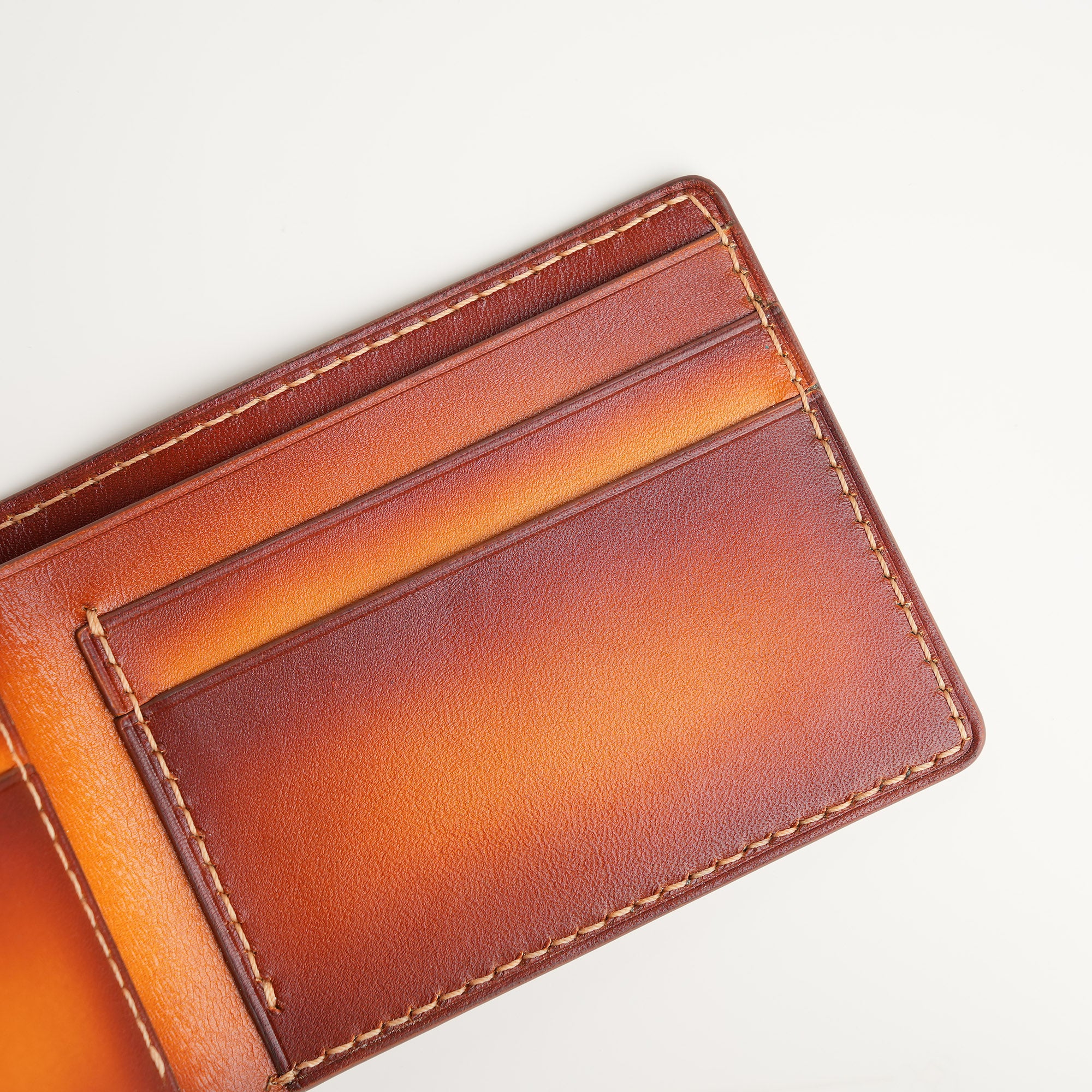 Tan Leather Wing Bifold Wallet - Patina Finish