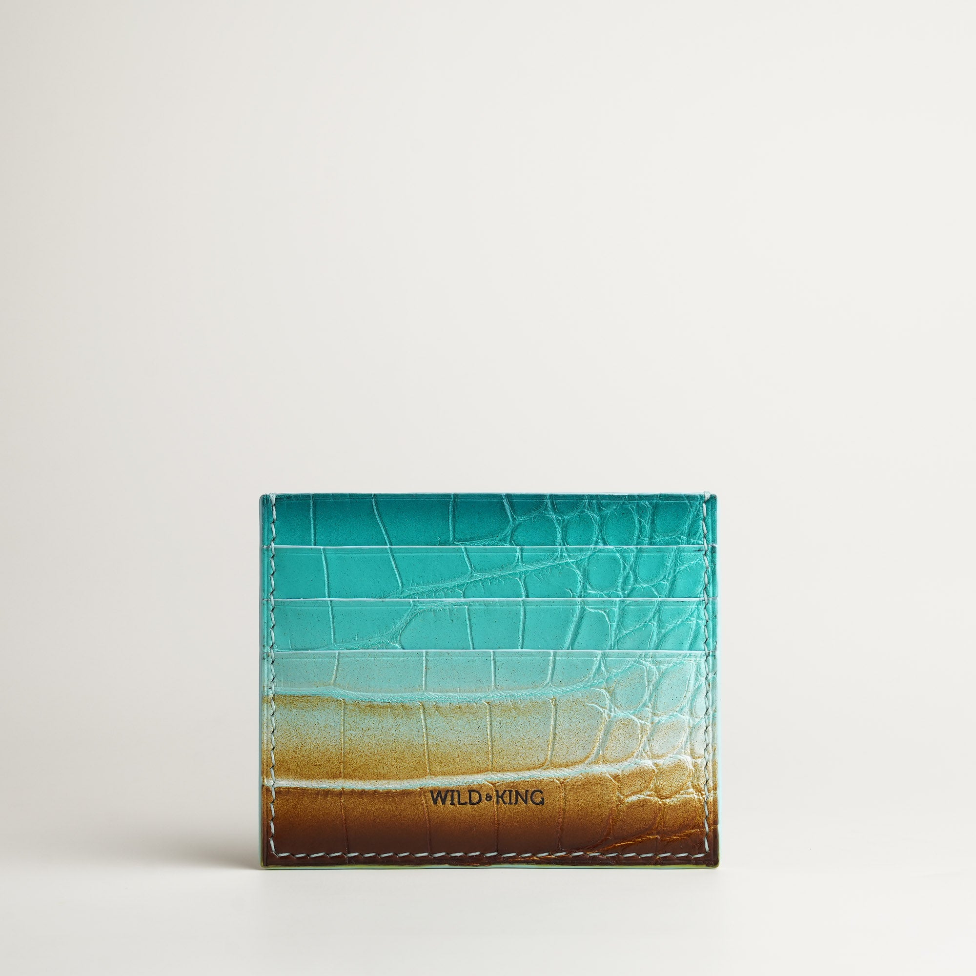 Turquoise Alligator Leather Card Holder - Ocean Patina