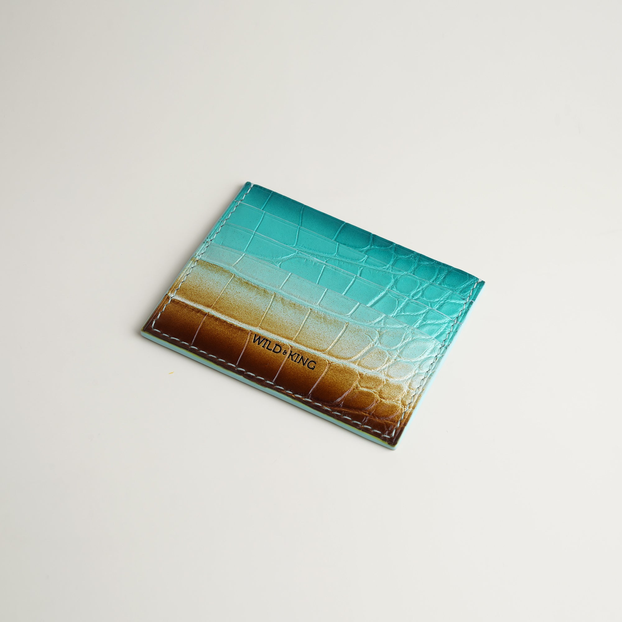 Turquoise Alligator Leather Card Holder - Ocean Patina