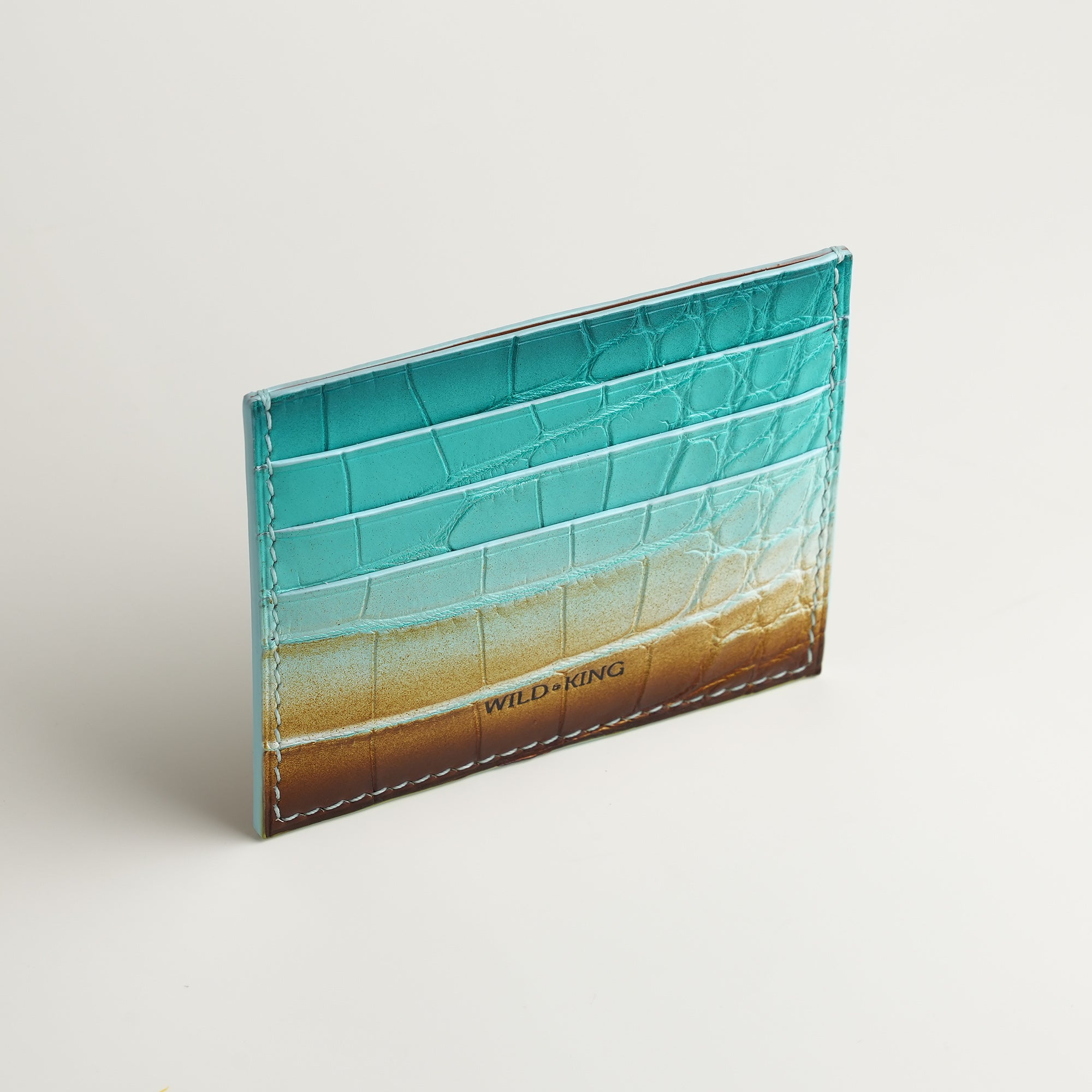 Turquoise Alligator Leather Card Holder - Ocean Patina