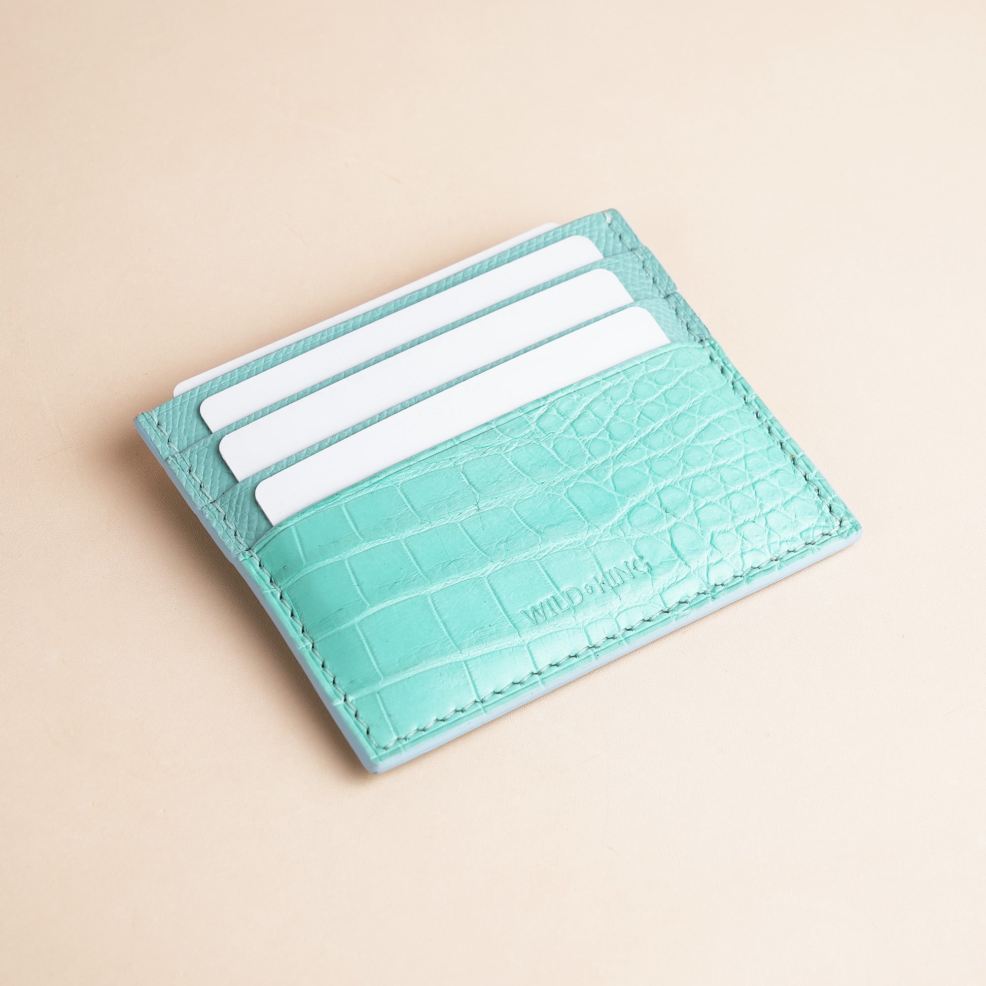 Turquoise Alligator Leather Card Holder