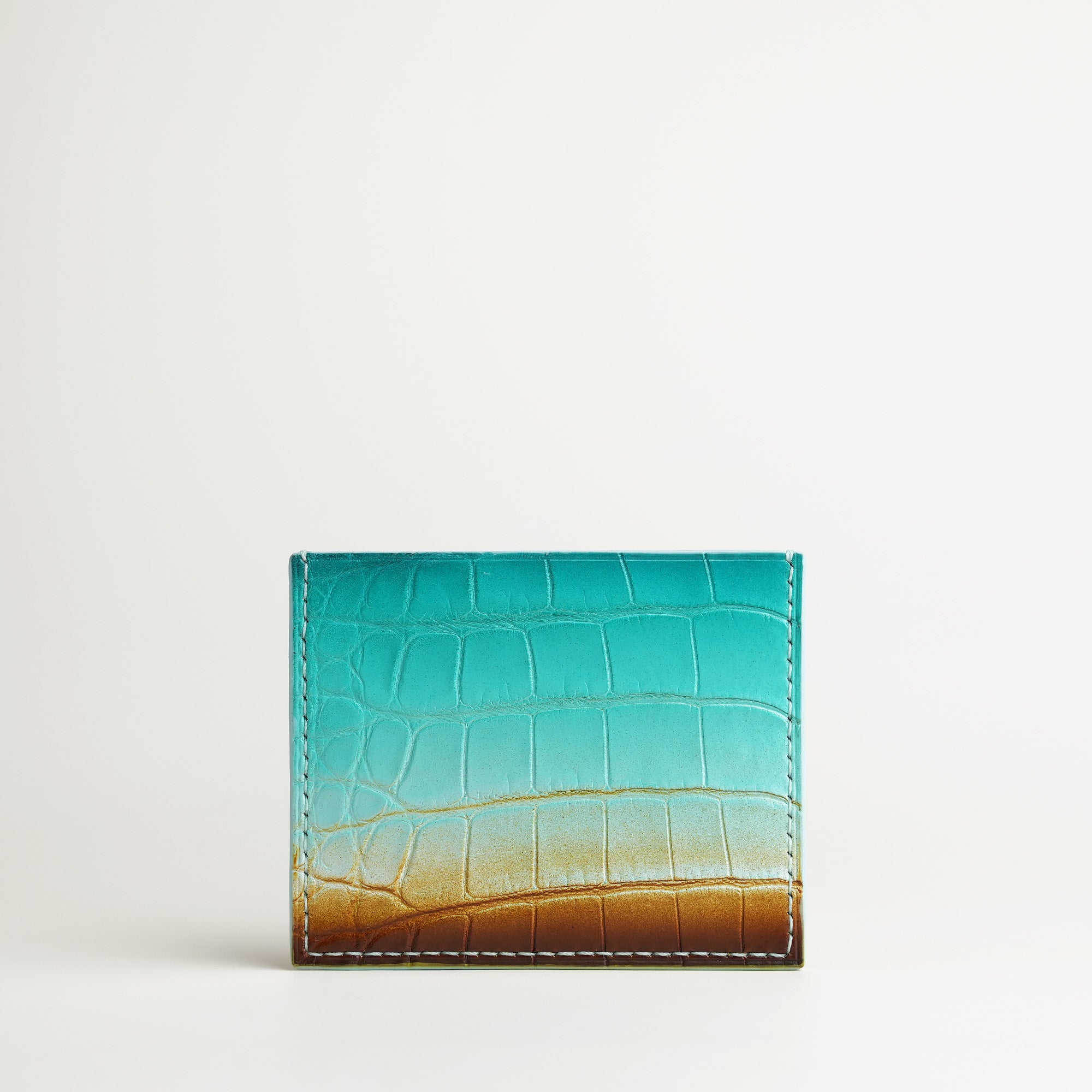Turquoise Alligator Leather Card Holder - Ocean Patina