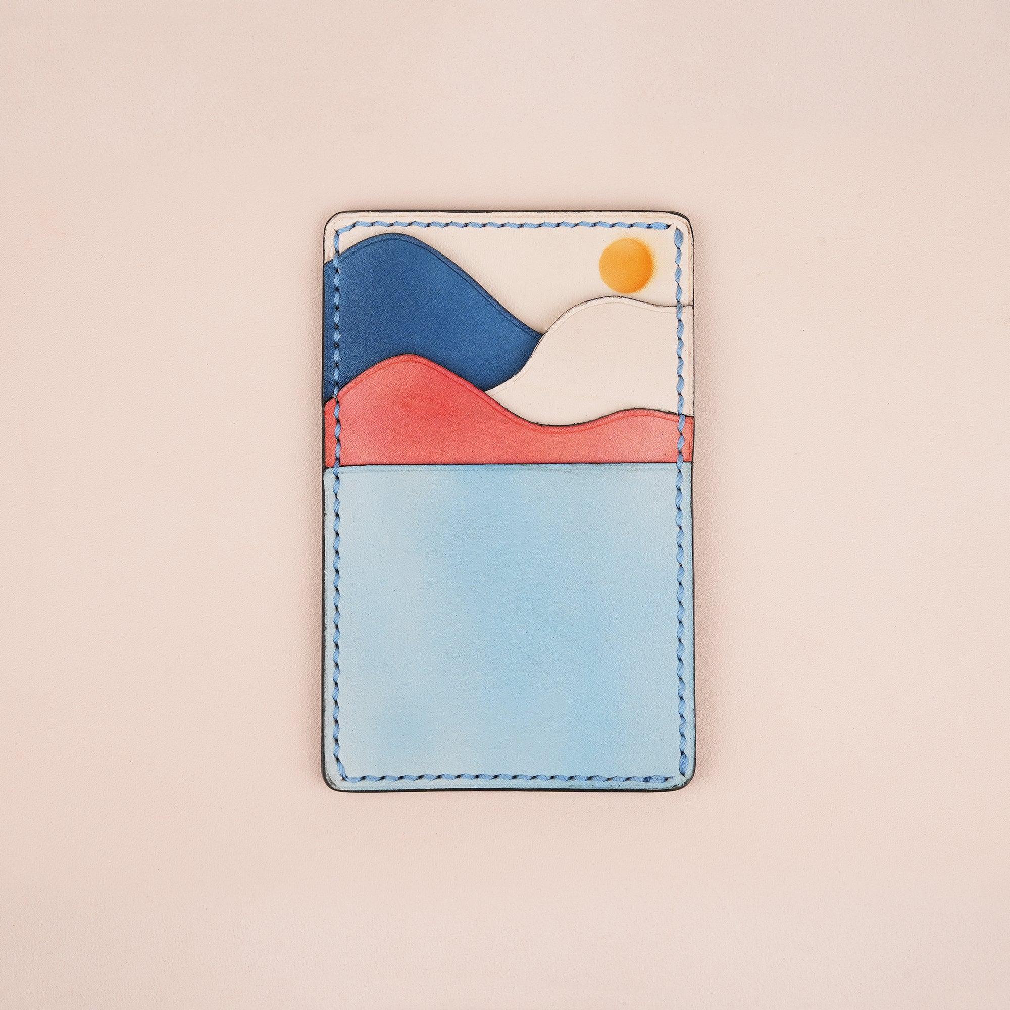 Vertical Leather Card Holder Wallet Sunset - WildandKing