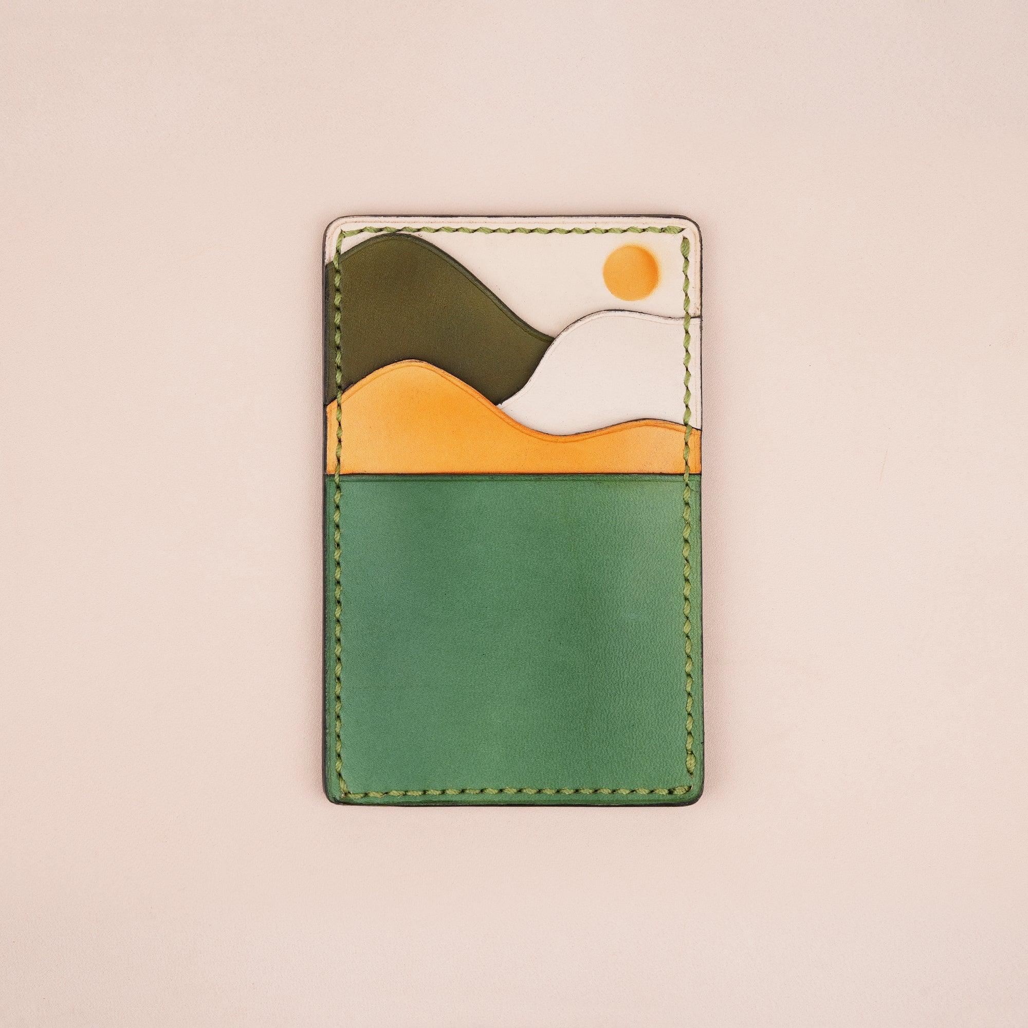 Vertical Leather Card Holder Wallet Sunset - WildandKing