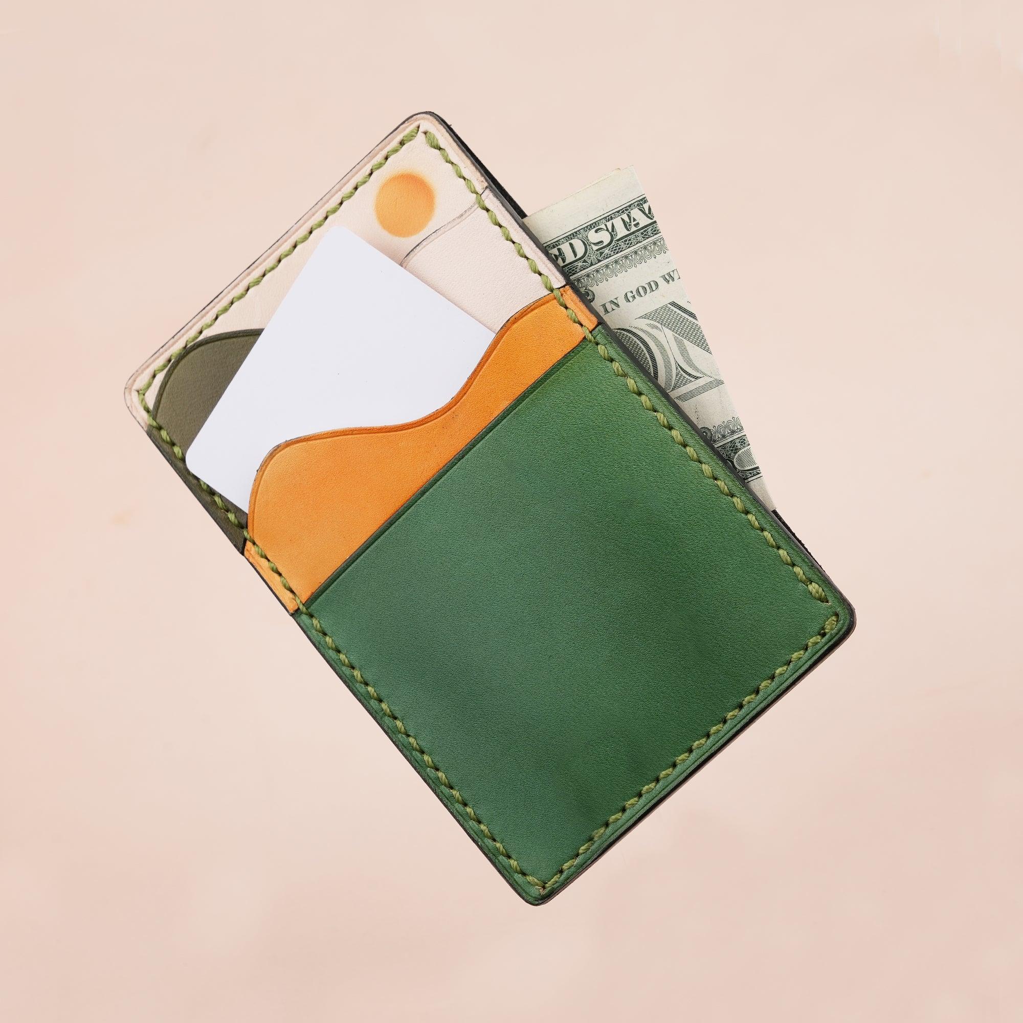 Vertical Leather Card Holder Wallet Sunset