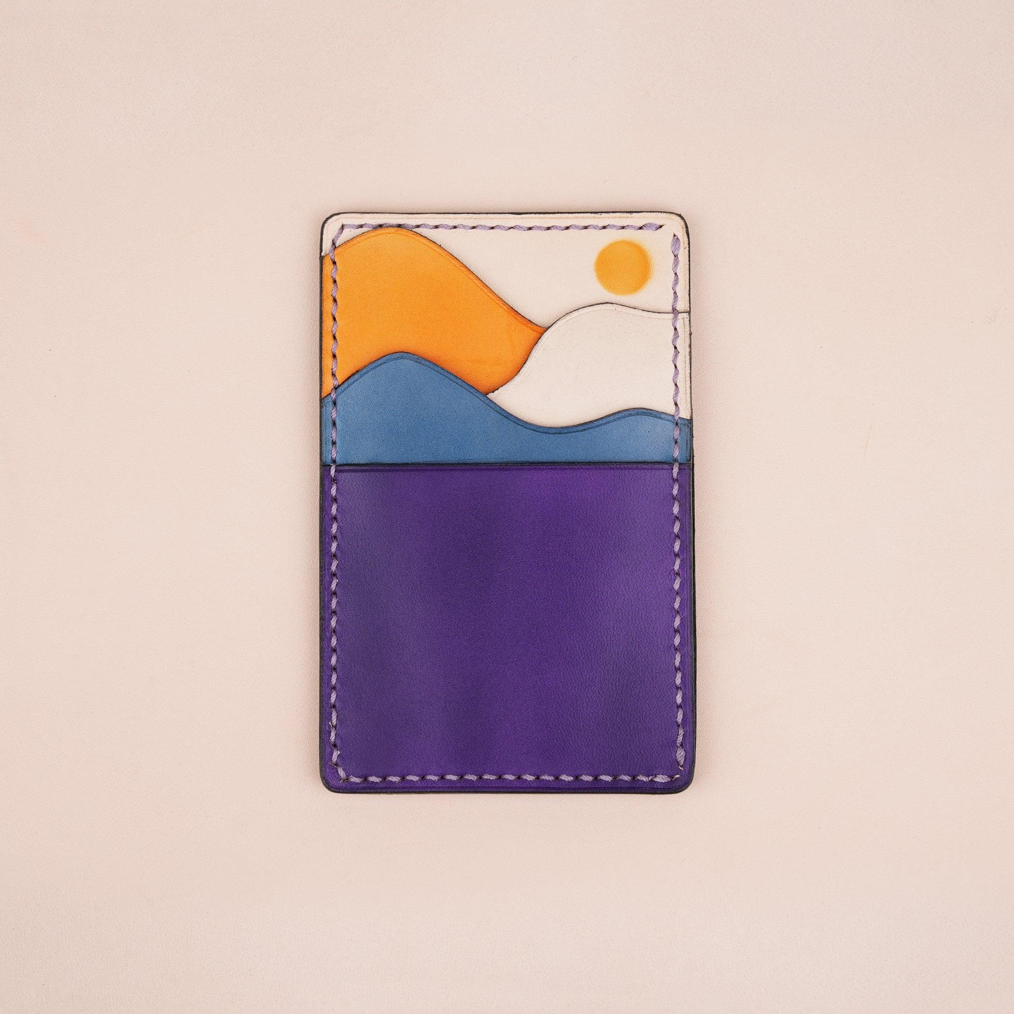 Vertical Leather Card Holder Wallet Sunset - WildandKing