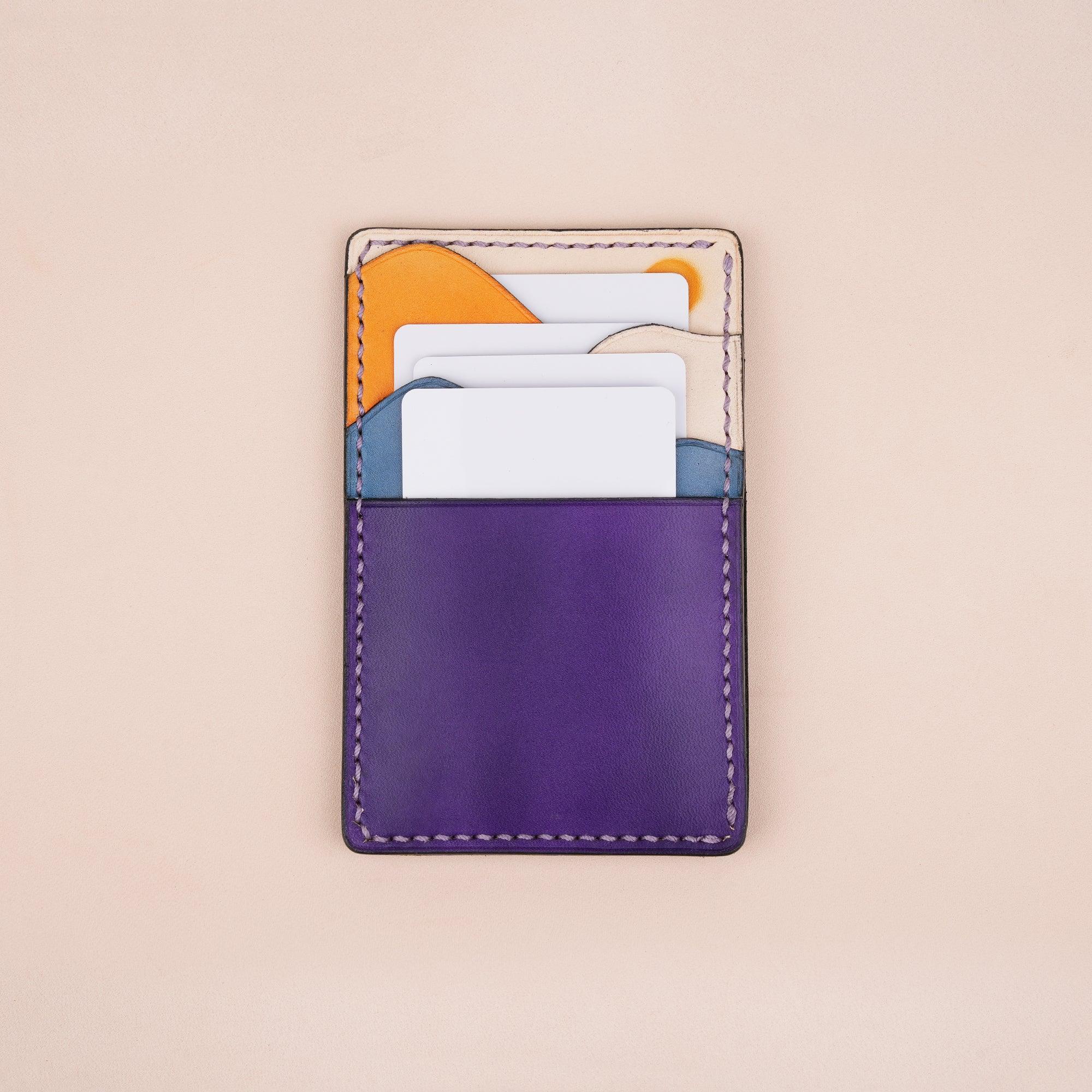 Vertical Leather Card Holder Wallet Sunset - WildandKing