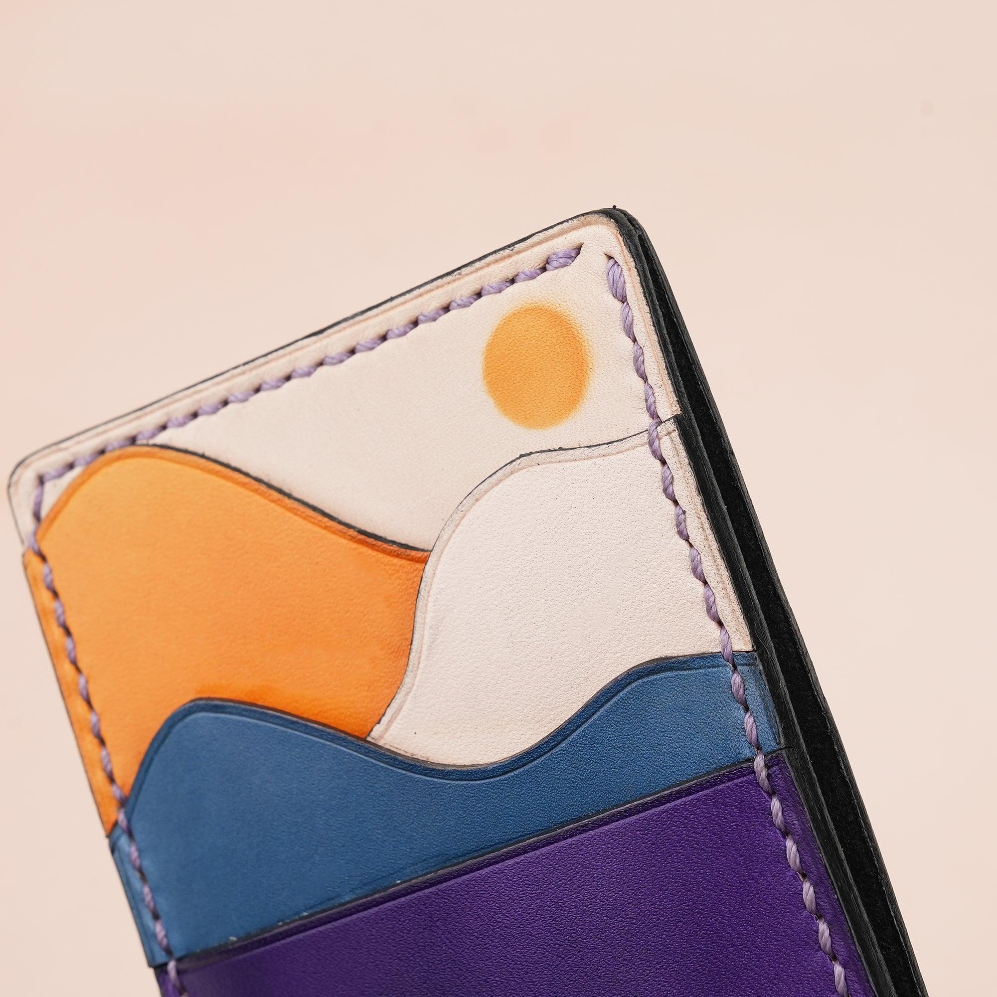 Vertical Leather Card Holder Wallet Sunset - WildandKing