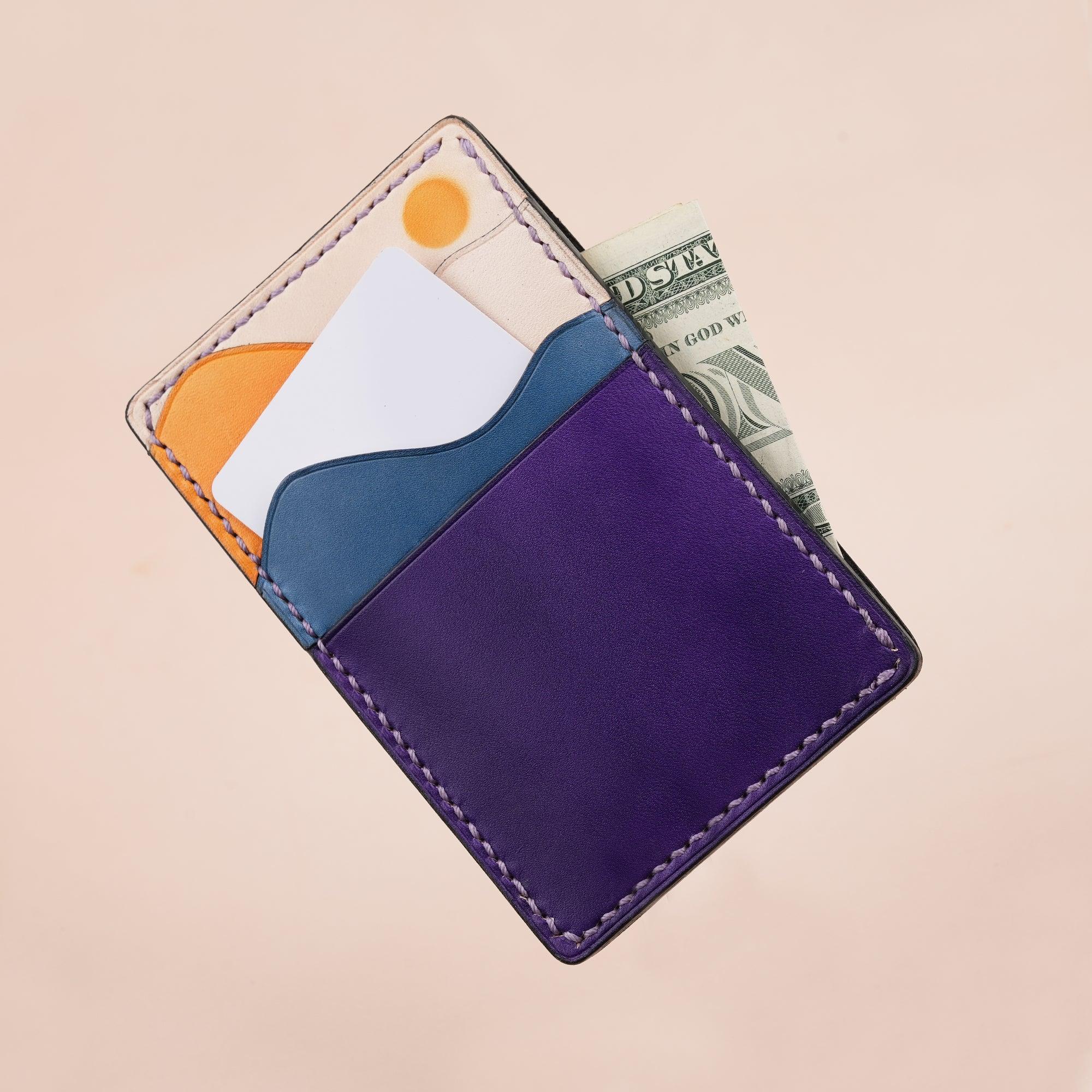 Vertical Leather Card Holder Wallet Sunset - WildandKing