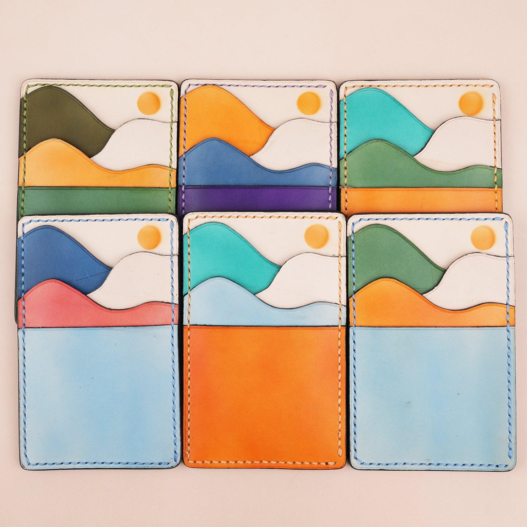 Vertical Leather Card Holder Wallet Sunset - WildandKing