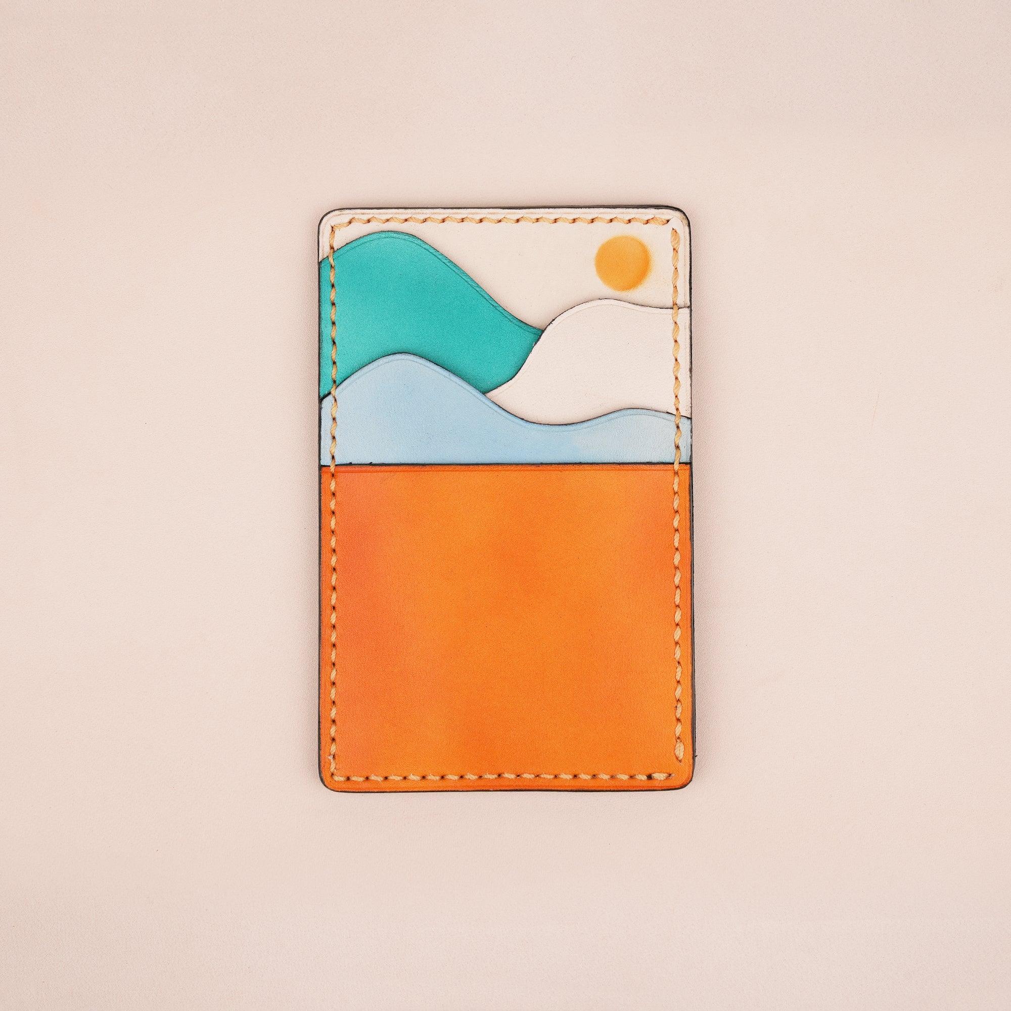 Vertical Leather Card Holder Wallet Sunset - WildandKing