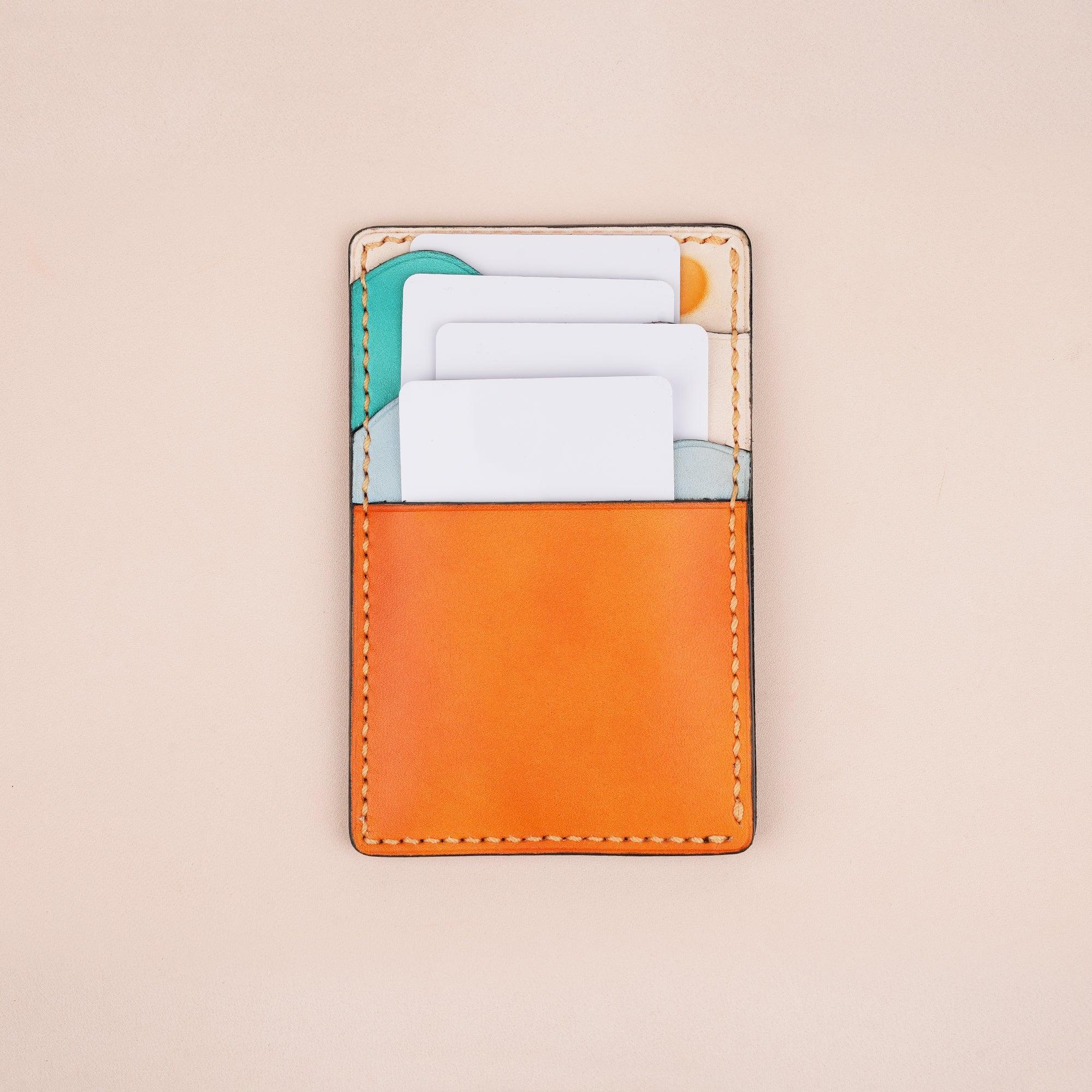 Vertical Leather Card Holder Wallet Sunset - WildandKing