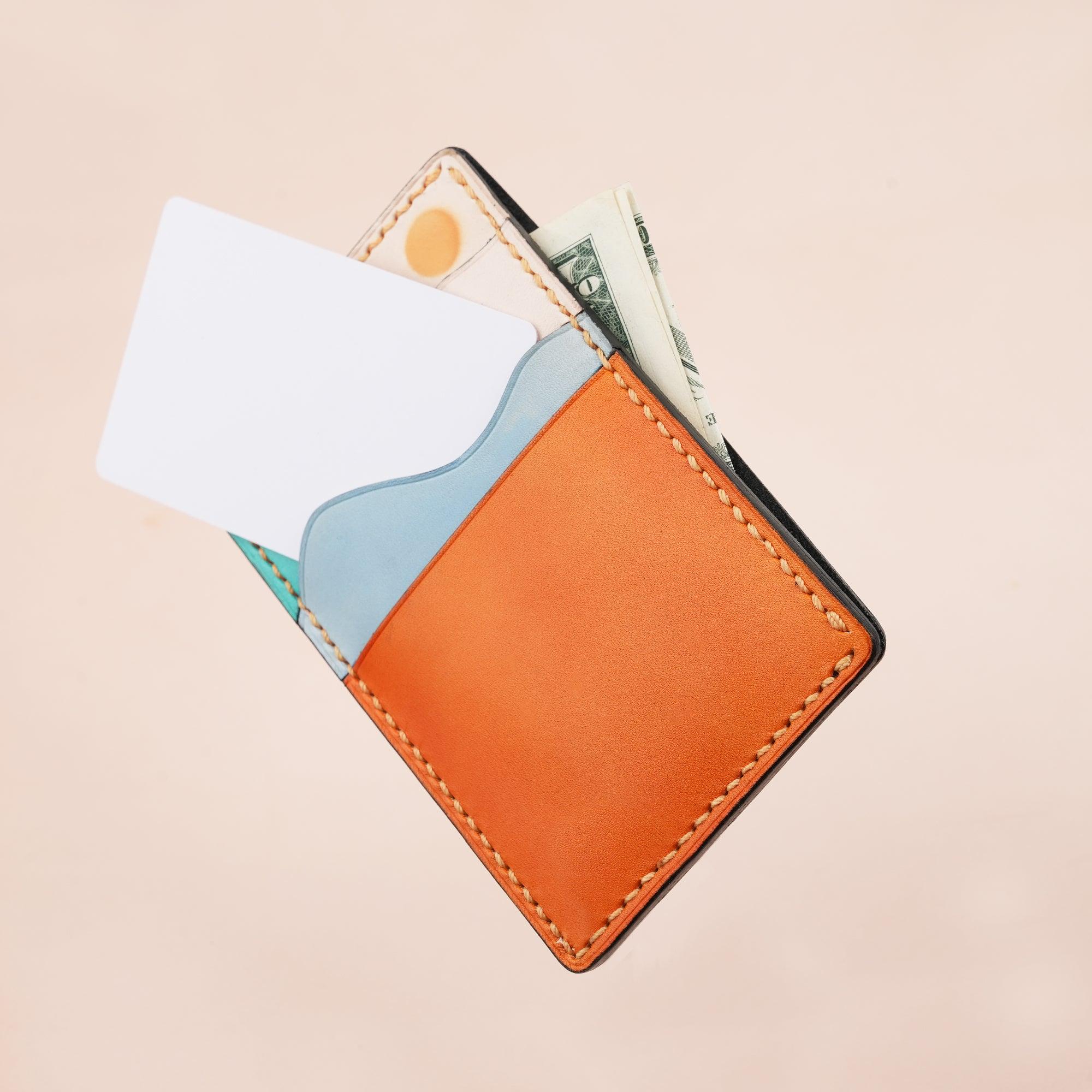 Vertical Leather Card Holder Wallet Sunset - WildandKing