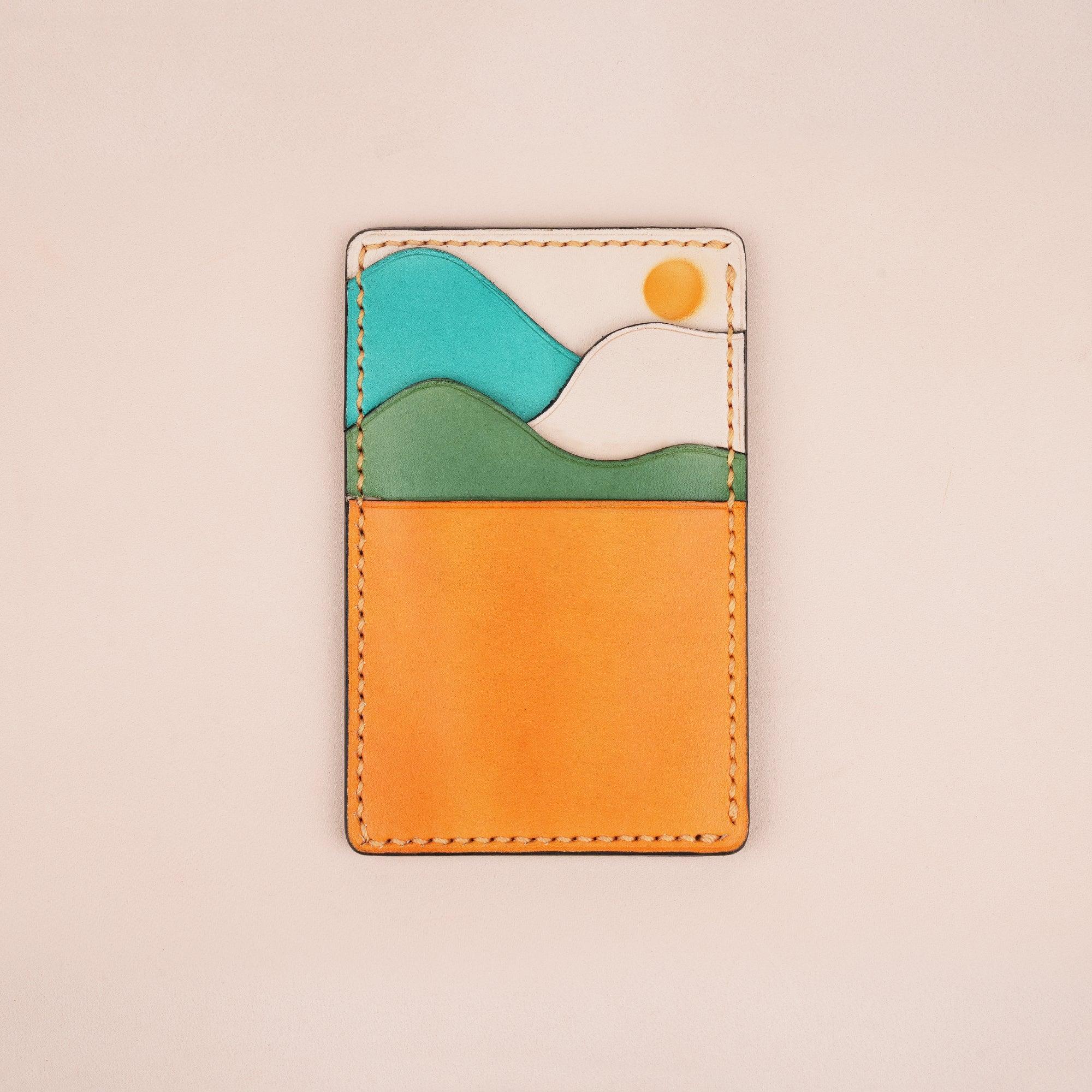 Vertical Leather Card Holder Wallet Sunset - WildandKing