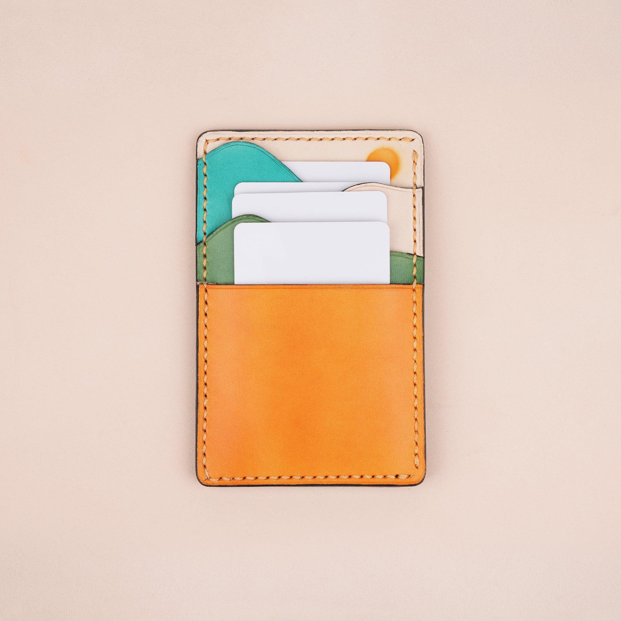 Vertical Leather Card Holder Wallet Sunset - WildandKing