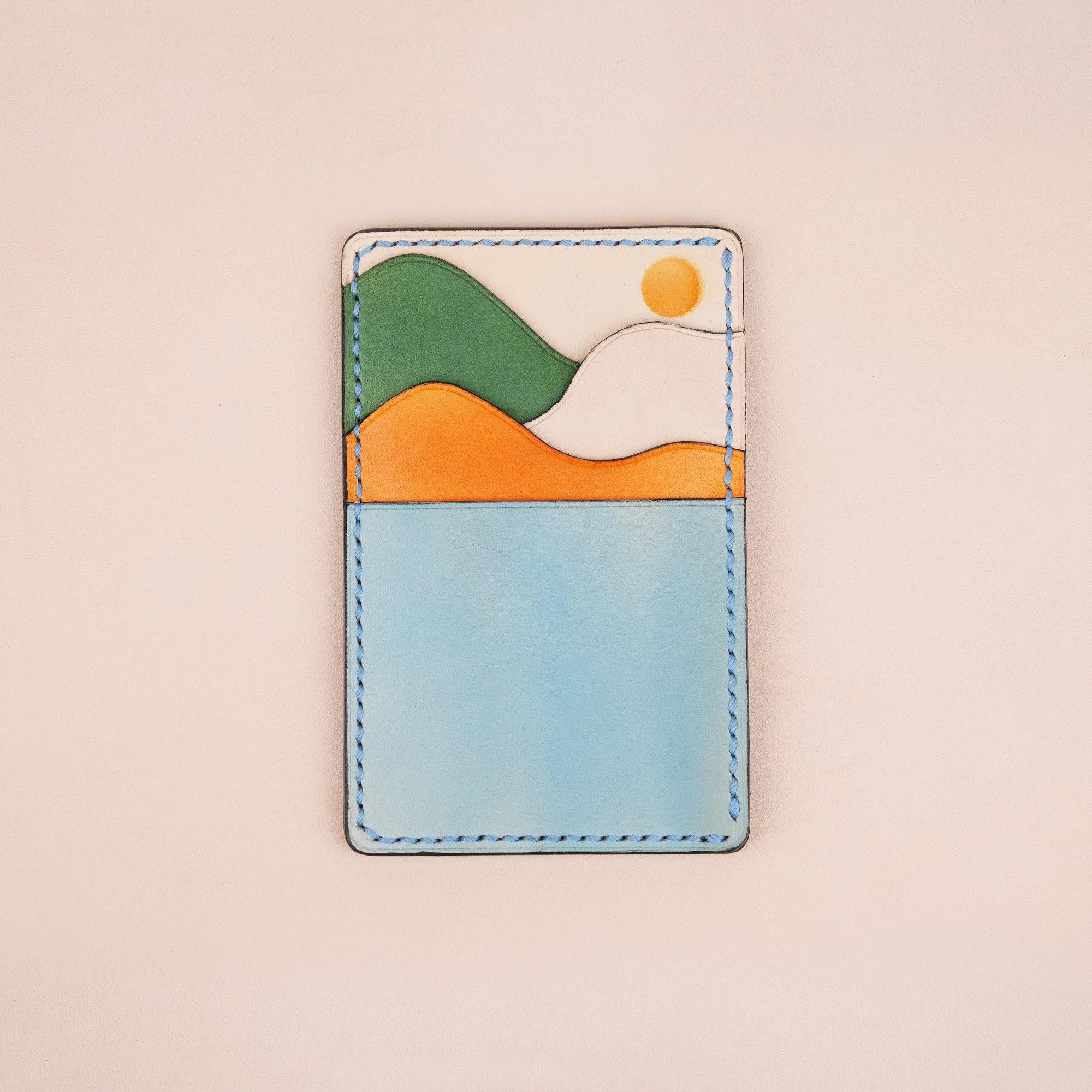 Vertical Leather Card Holder Wallet Sunset - WildandKing