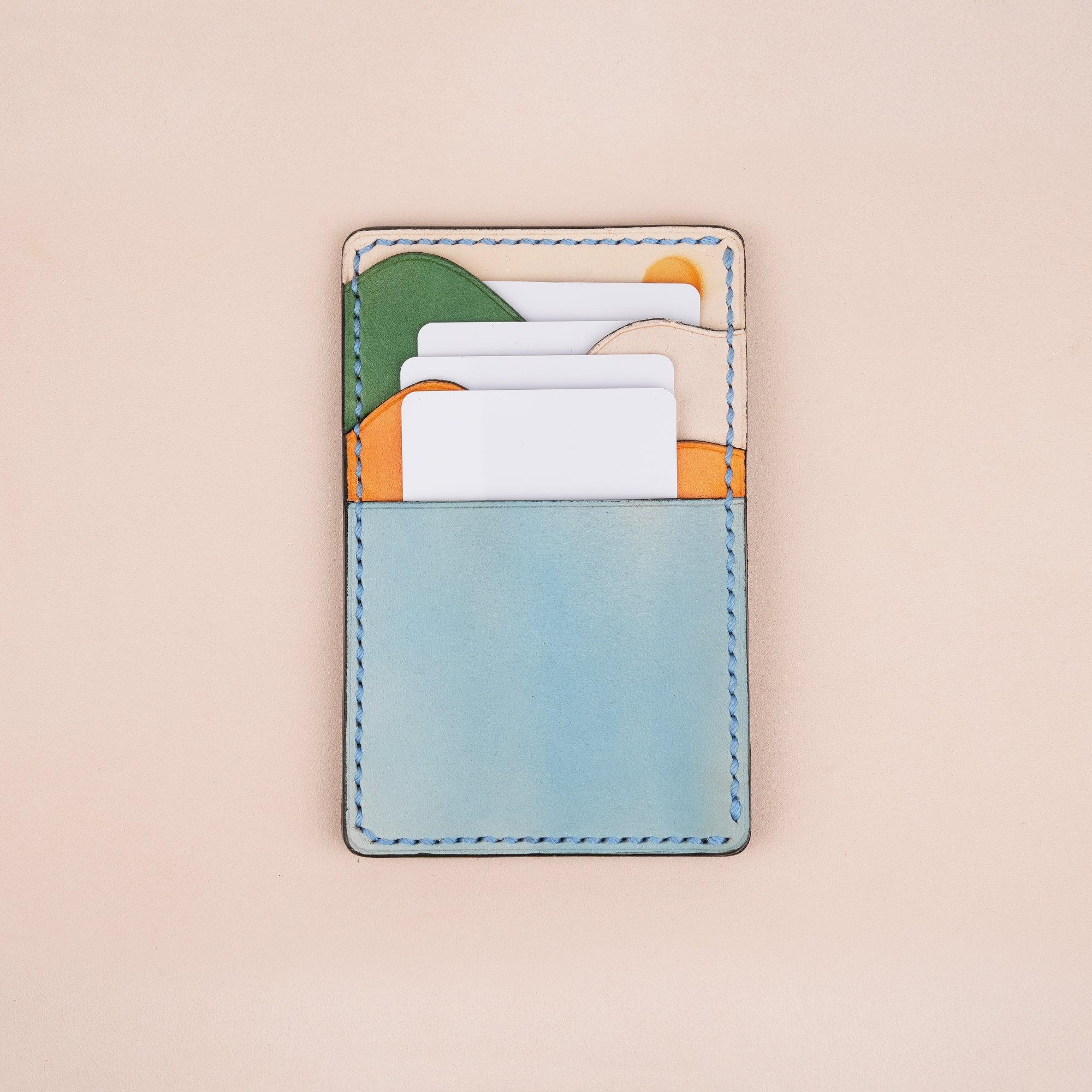 Vertical Leather Card Holder Wallet Sunset - WildandKing