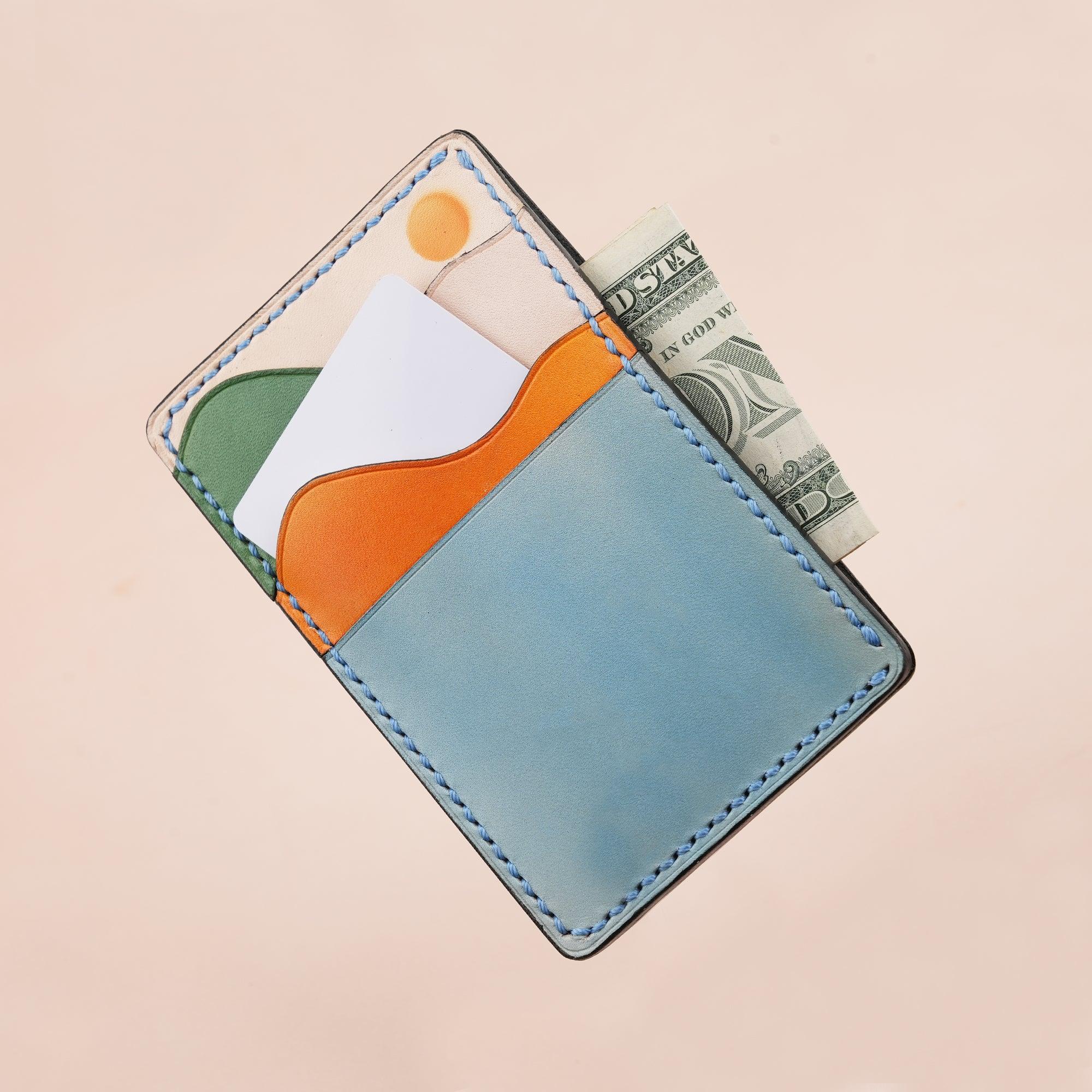 Vertical Leather Card Holder Wallet Sunset - WildandKing