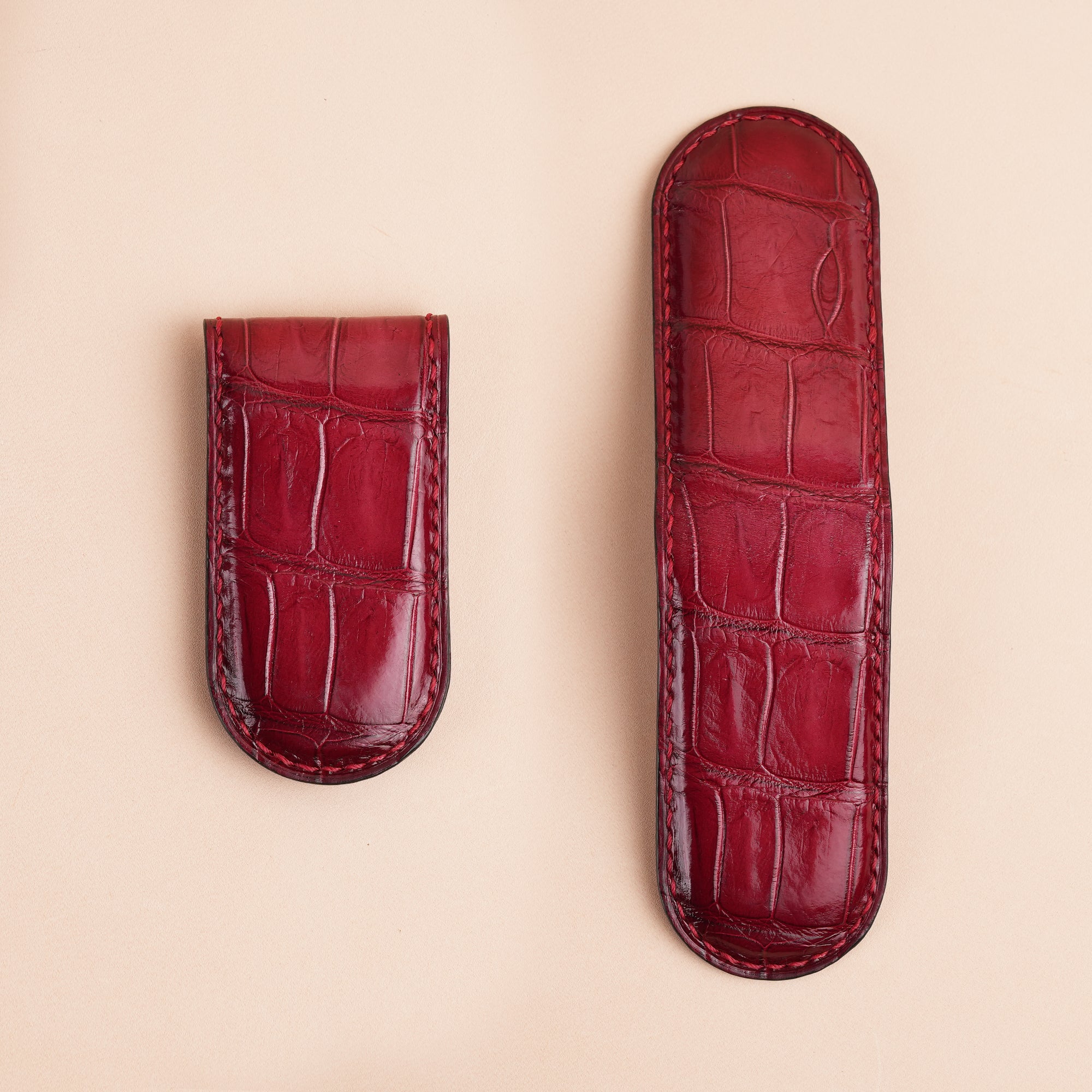 Red Alligator Leather Money Clip